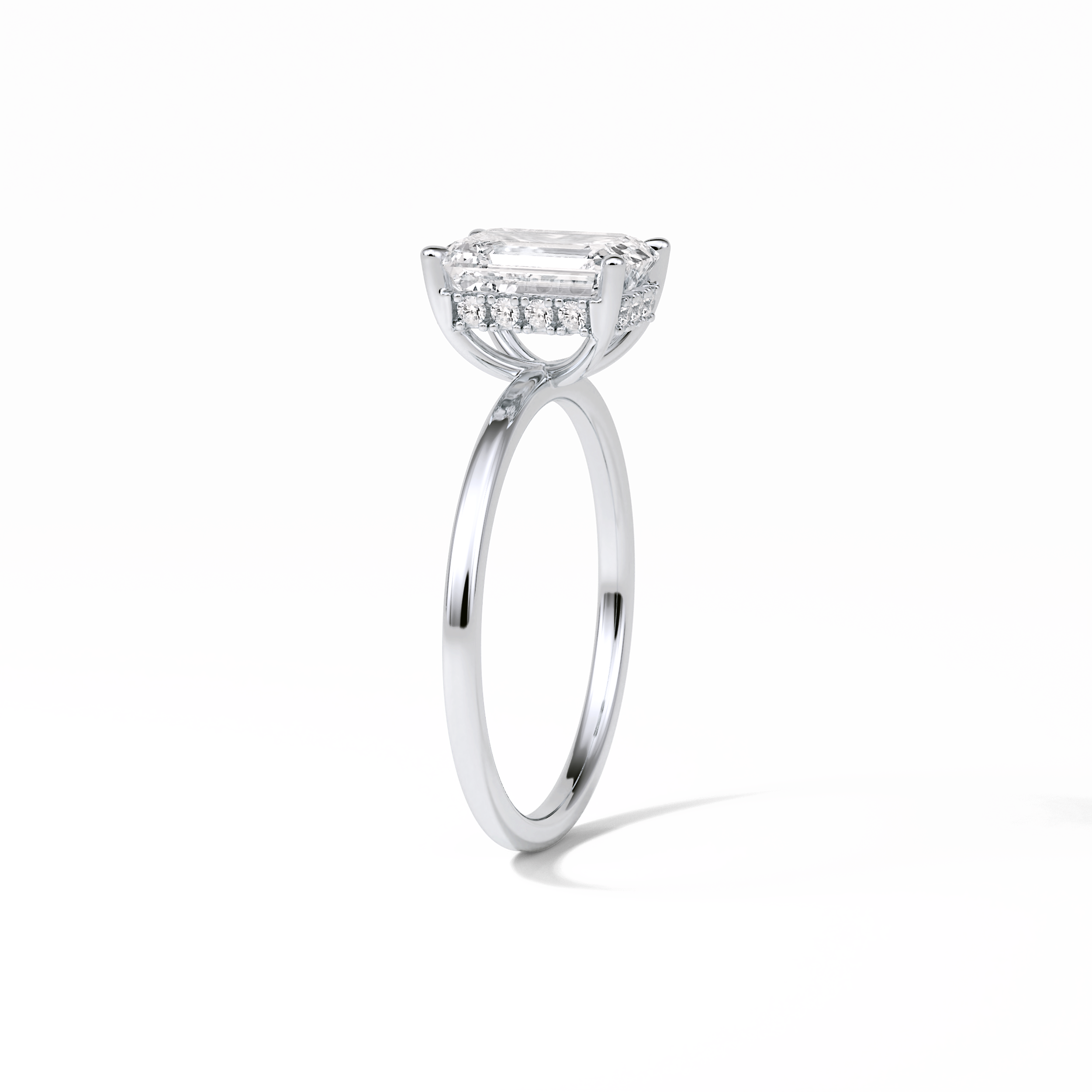 Emerald Hidden Halo Lab Grown Diamond Engagement Ring
