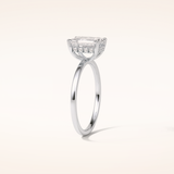 1.60 CT Emerald Shaped Hidden Halo Moissanite Engagement Ring