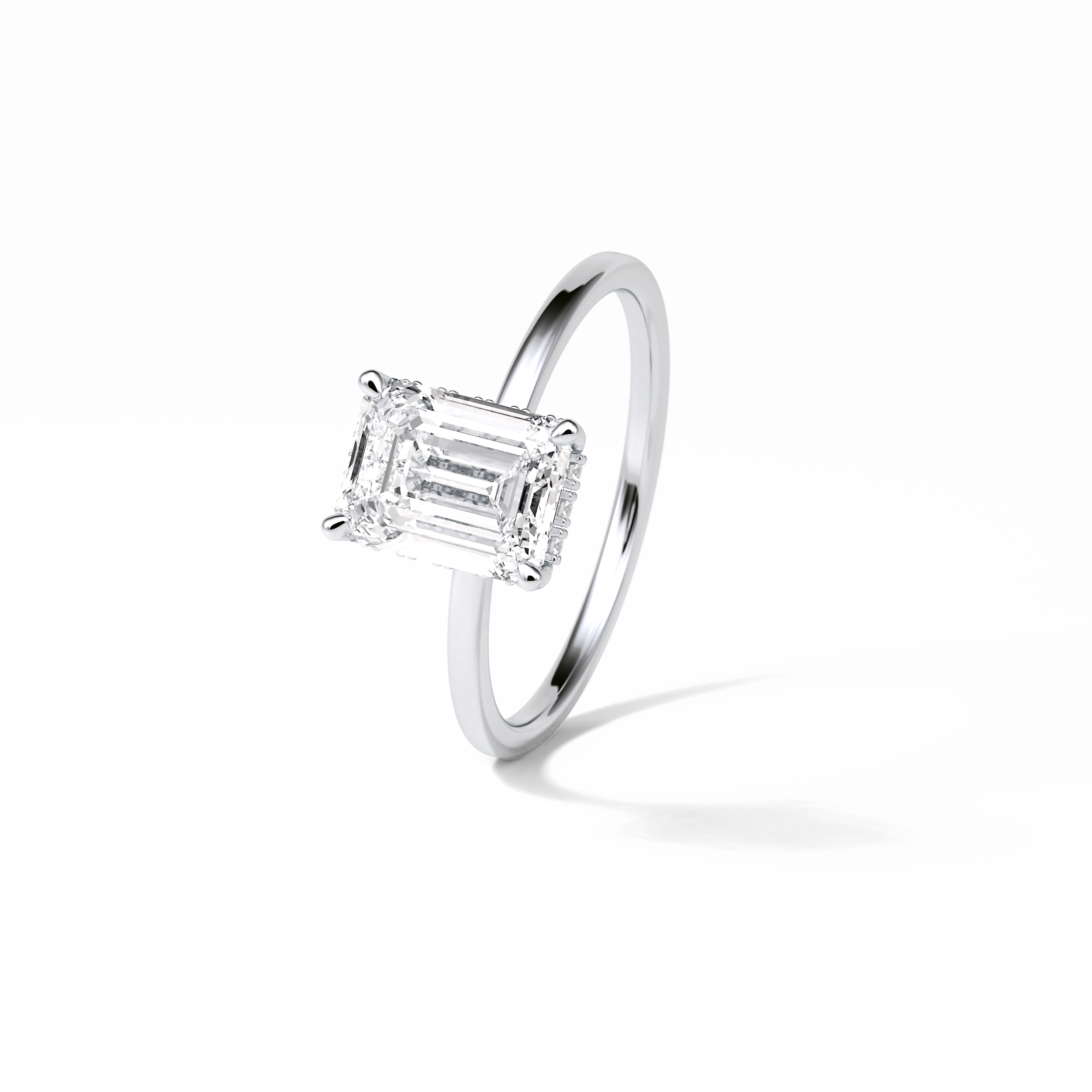 Emerald Hidden Halo Lab Grown Diamond Engagement Ring