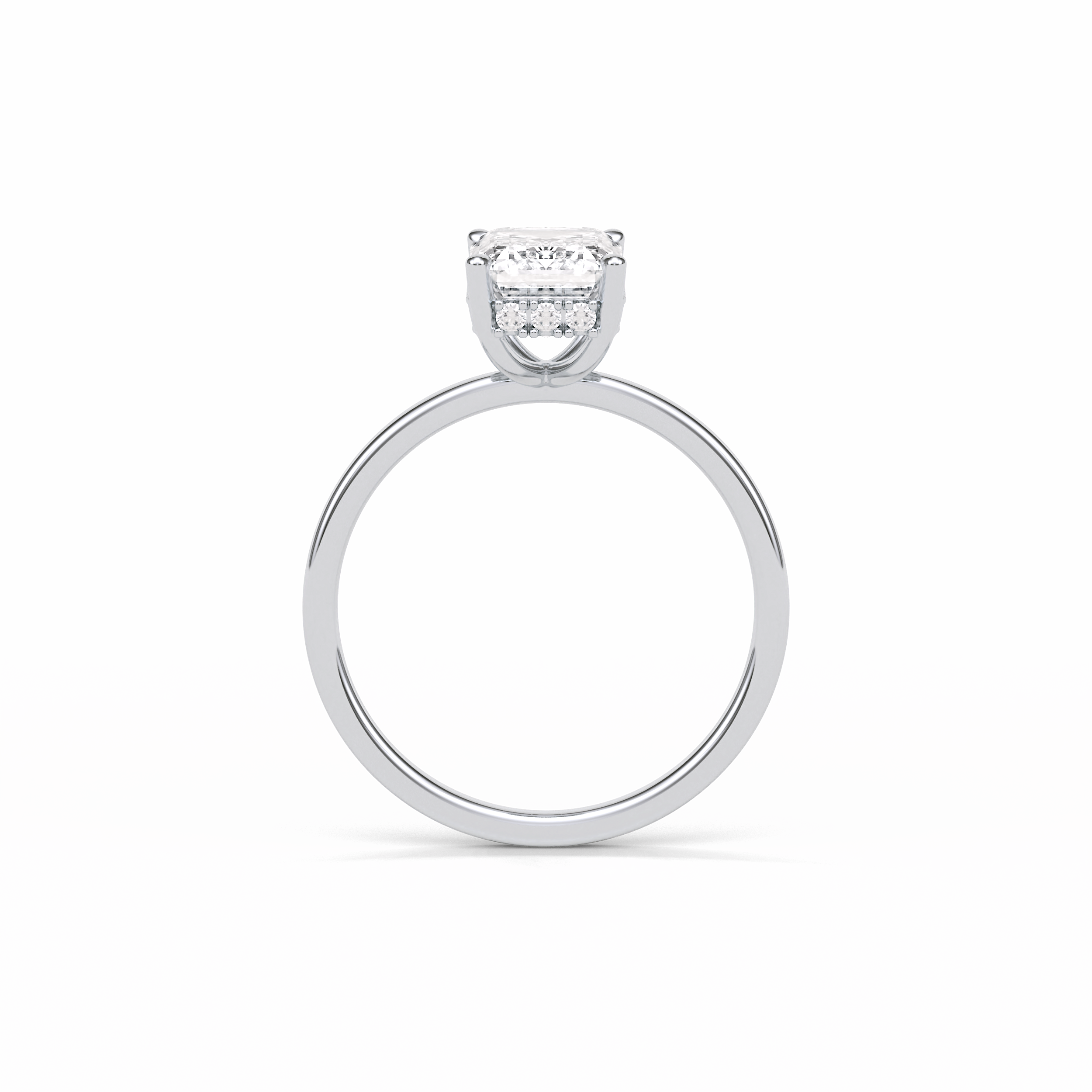 Emerald Hidden Halo Lab Grown Diamond Engagement Ring