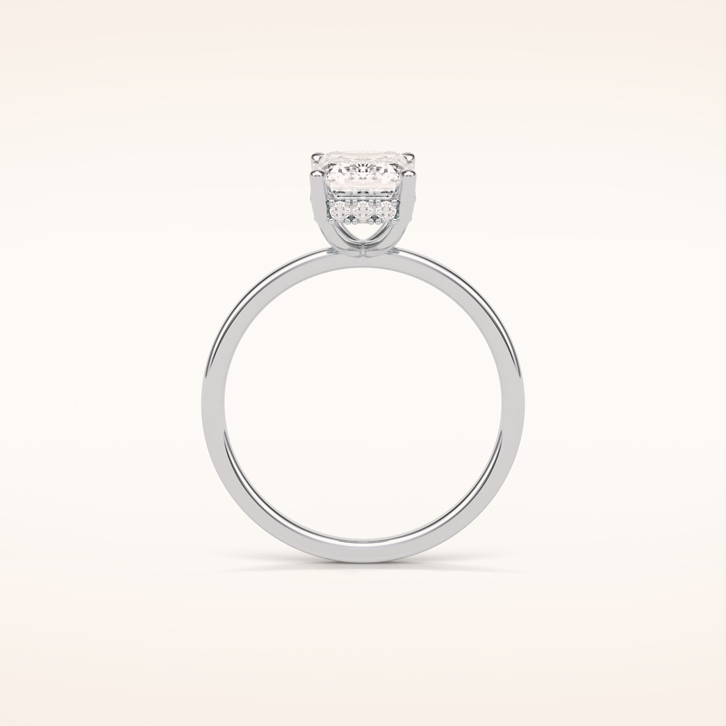 1.60 CT Emerald Shaped Hidden Halo Moissanite Engagement Ring