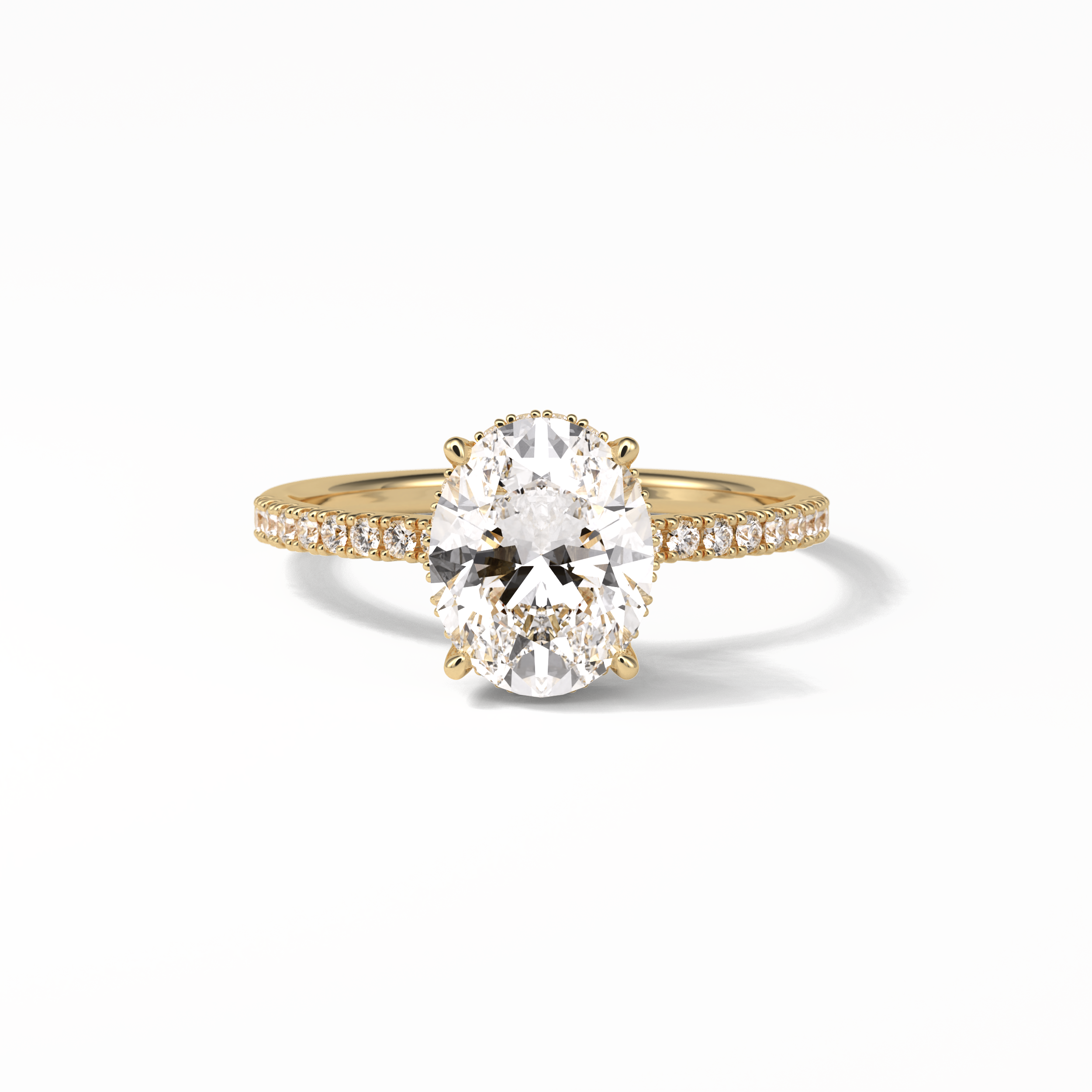 Oval Pave & Hidden Halo Lab Grown Diamond Engagement Ring