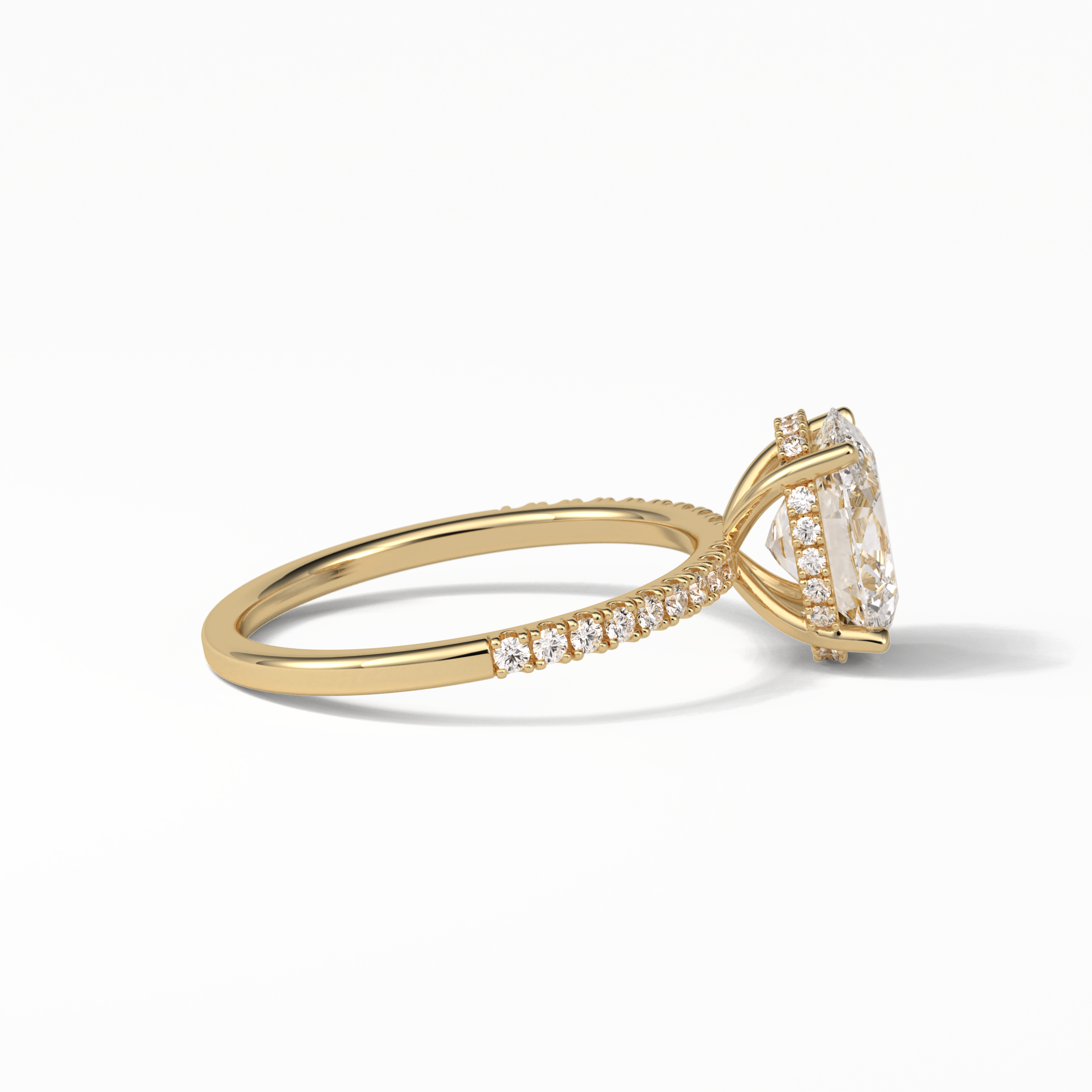 Oval Pave & Hidden Halo Lab Grown Diamond Engagement Ring
