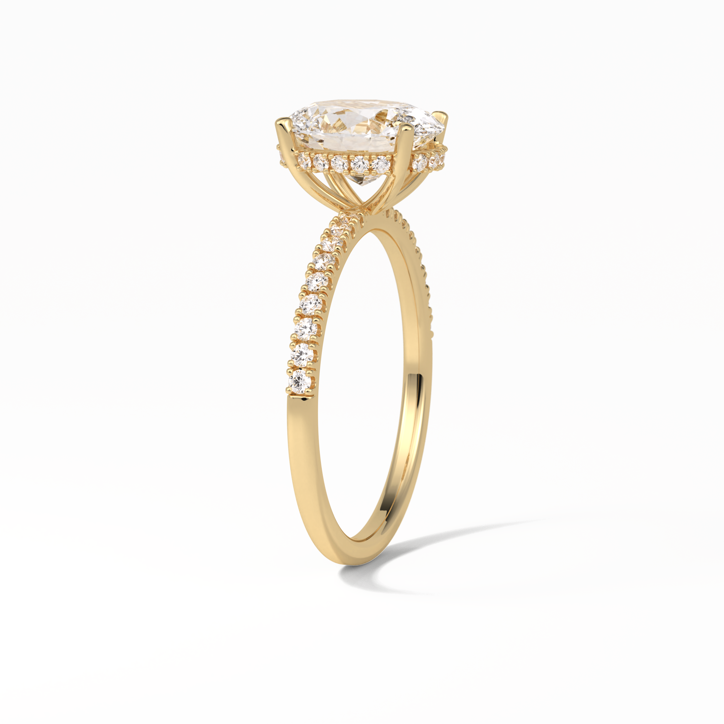 Oval Pave & Hidden Halo Lab Grown Diamond Engagement Ring