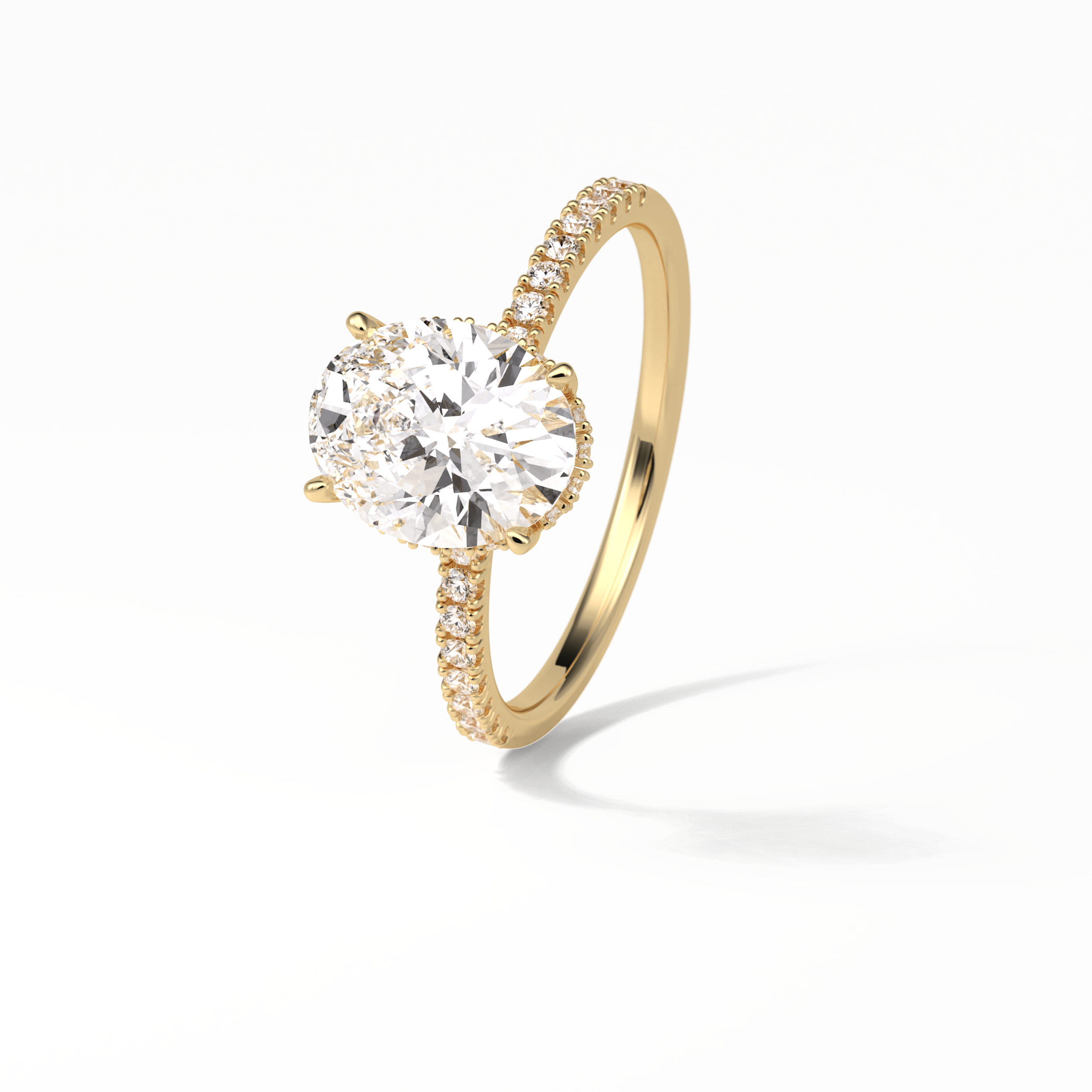 Oval Pave & Hidden Halo Lab Grown Diamond Engagement Ring