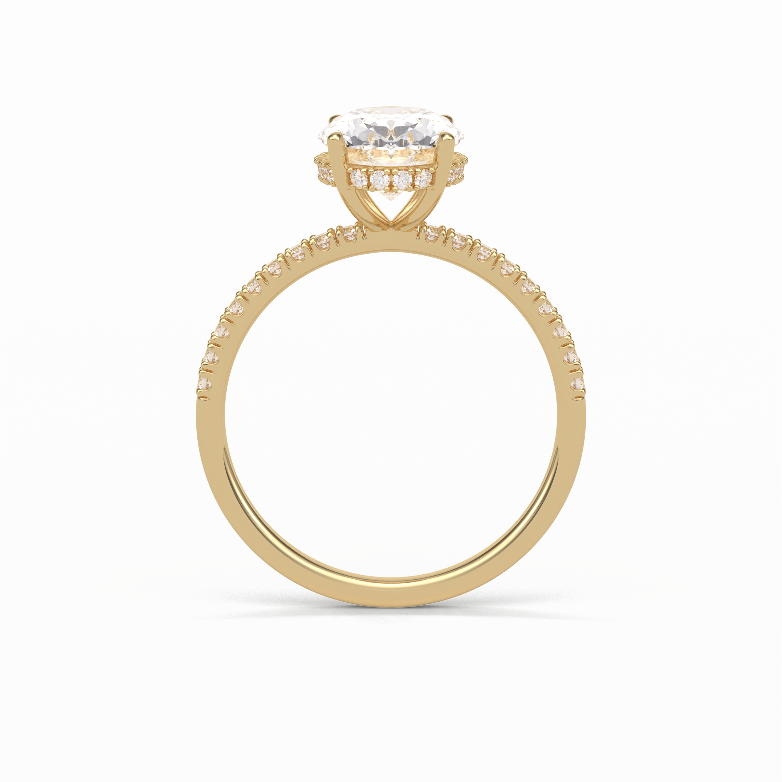 Oval Pave & Hidden Halo Lab Grown Diamond Engagement Ring