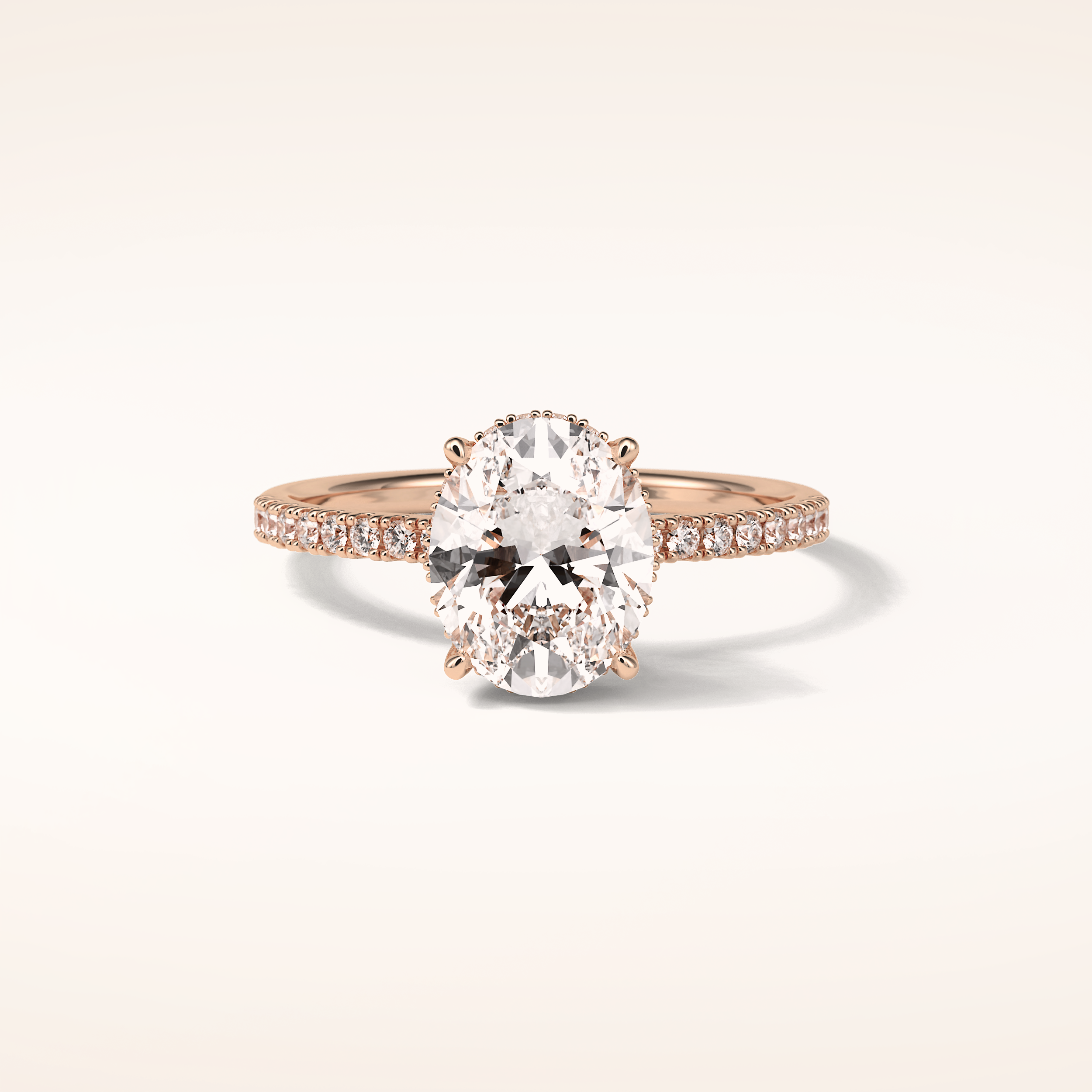 2.72 CT Oval Shaped Pave Moissanite Engagement Ring