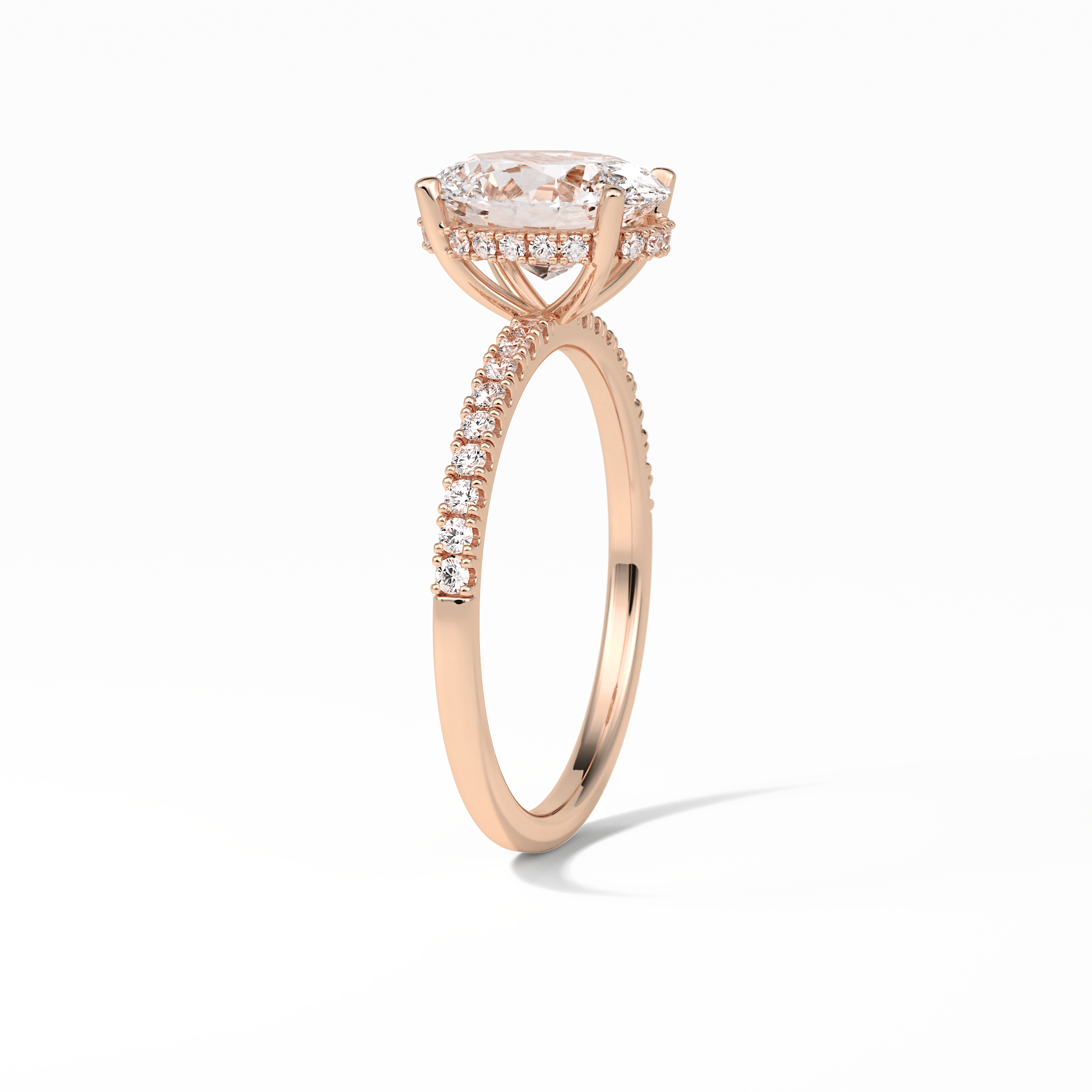 Oval Pave & Hidden Halo Lab Grown Diamond Engagement Ring