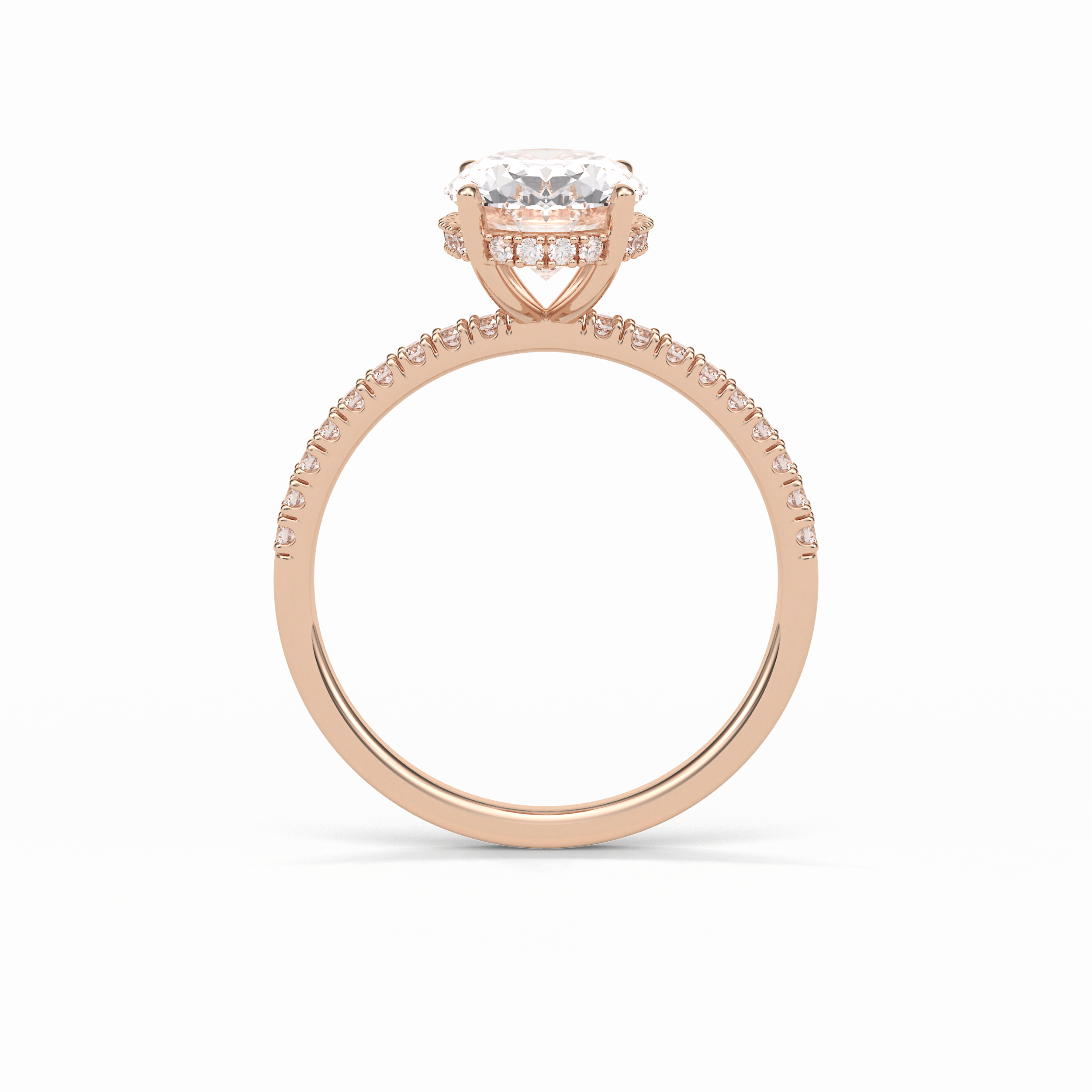 Oval Pave & Hidden Halo Lab Grown Diamond Engagement Ring
