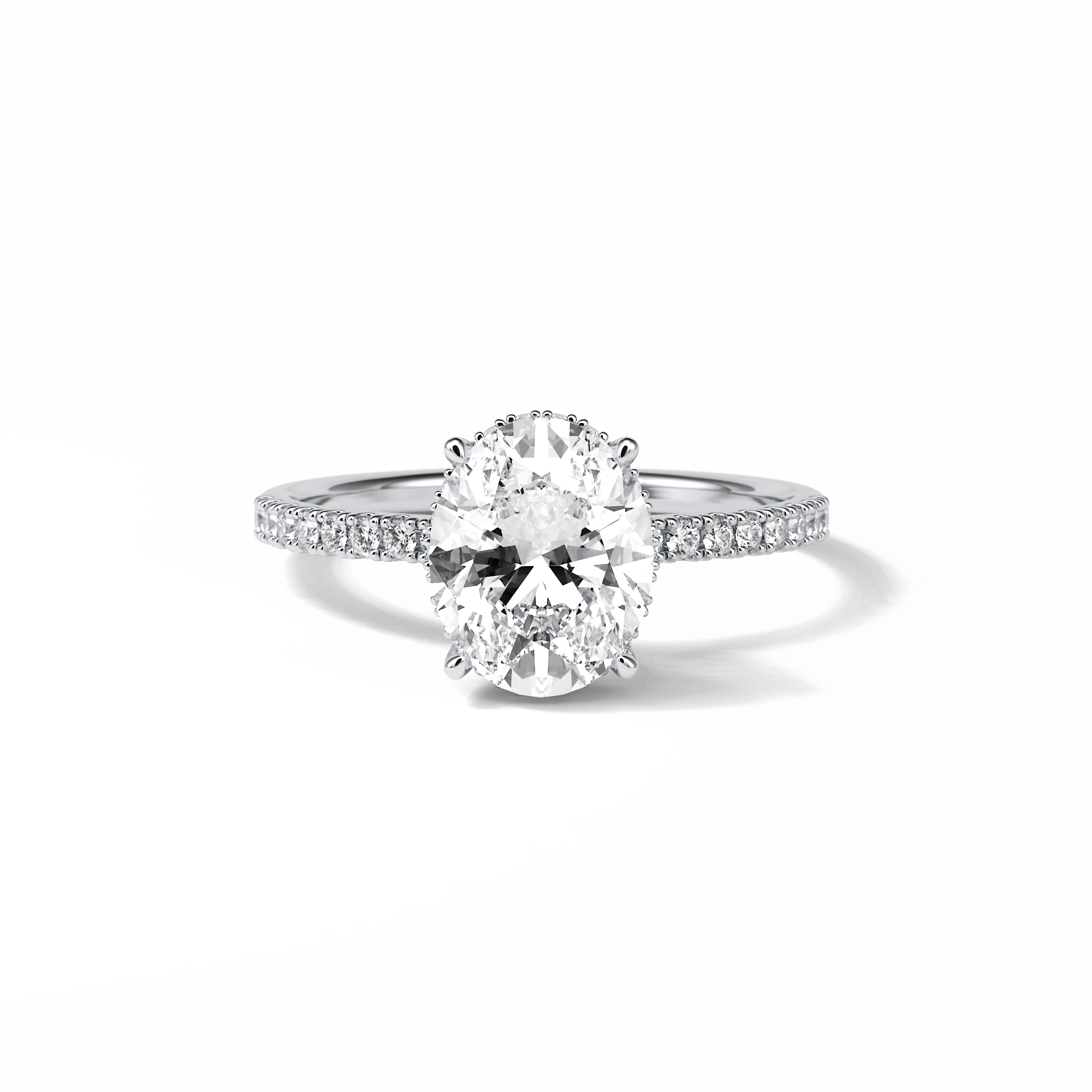 Oval Pave & Hidden Halo Lab Grown Diamond Engagement Ring