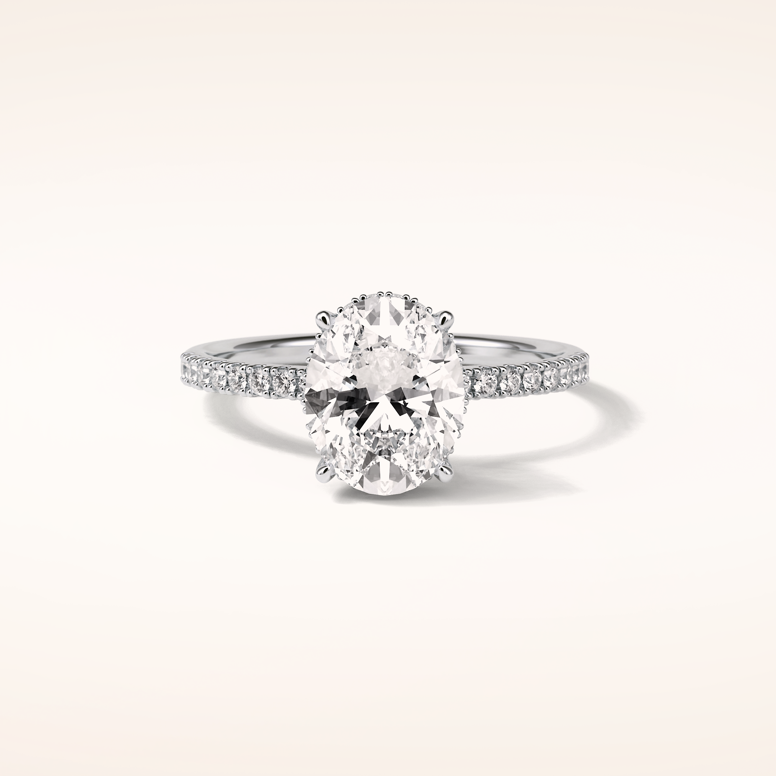 2.72 CT Oval Shaped Pave Moissanite Engagement Ring