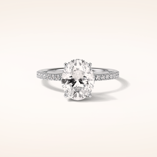 2.72 CT Oval Shaped Pave Moissanite Engagement Ring