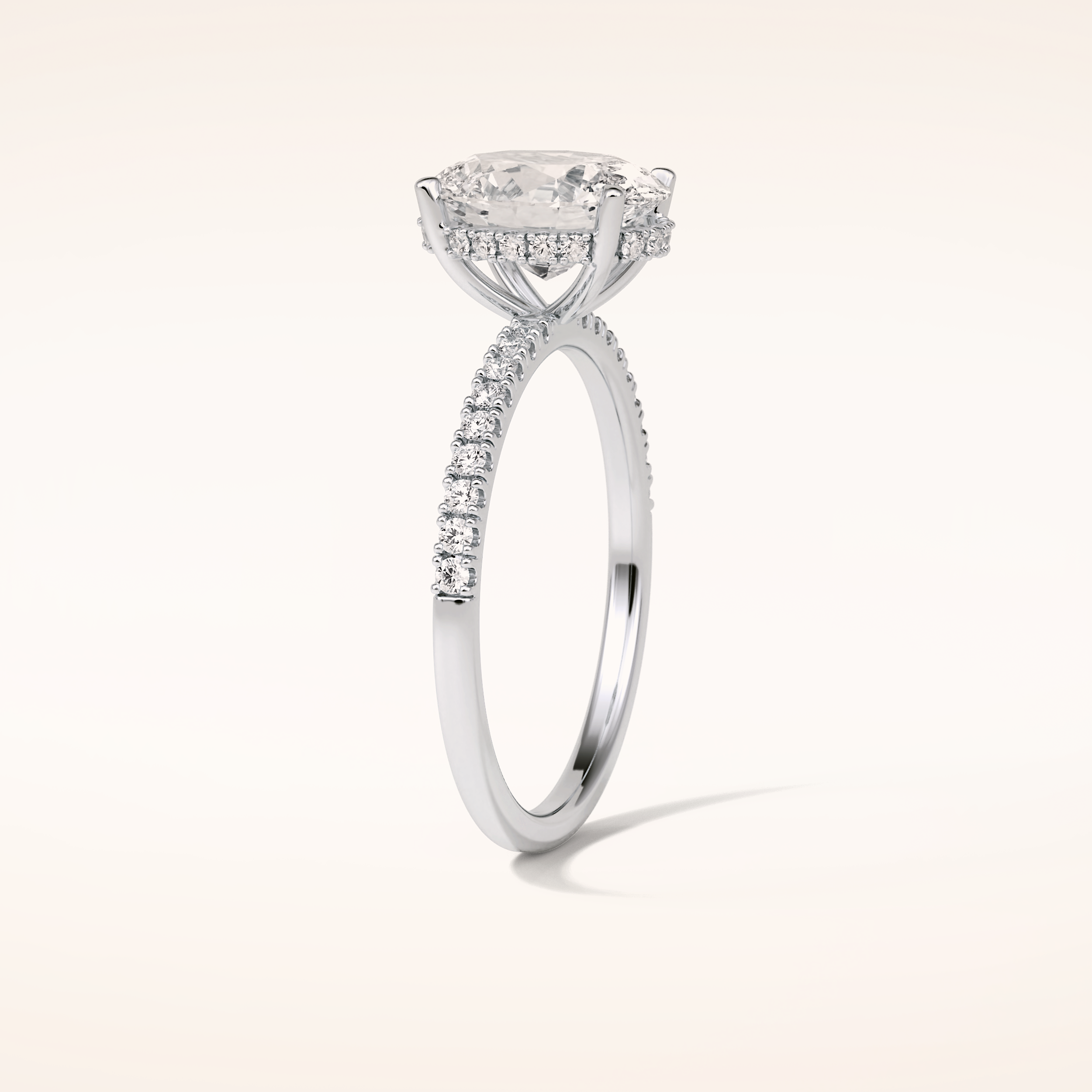 2.72 CT Oval Shaped Pave Moissanite Engagement Ring