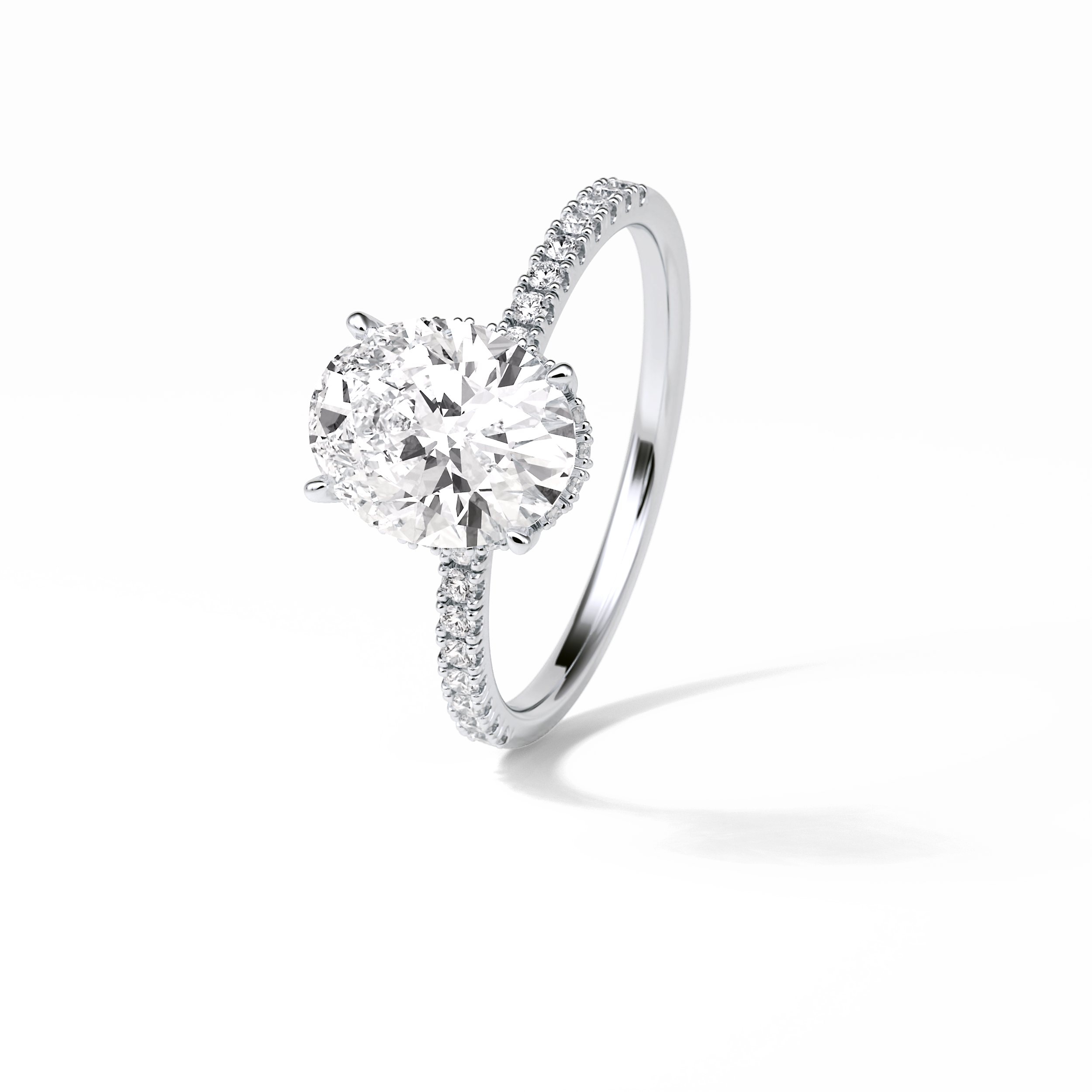 Oval Pave & Hidden Halo Lab Grown Diamond Engagement Ring