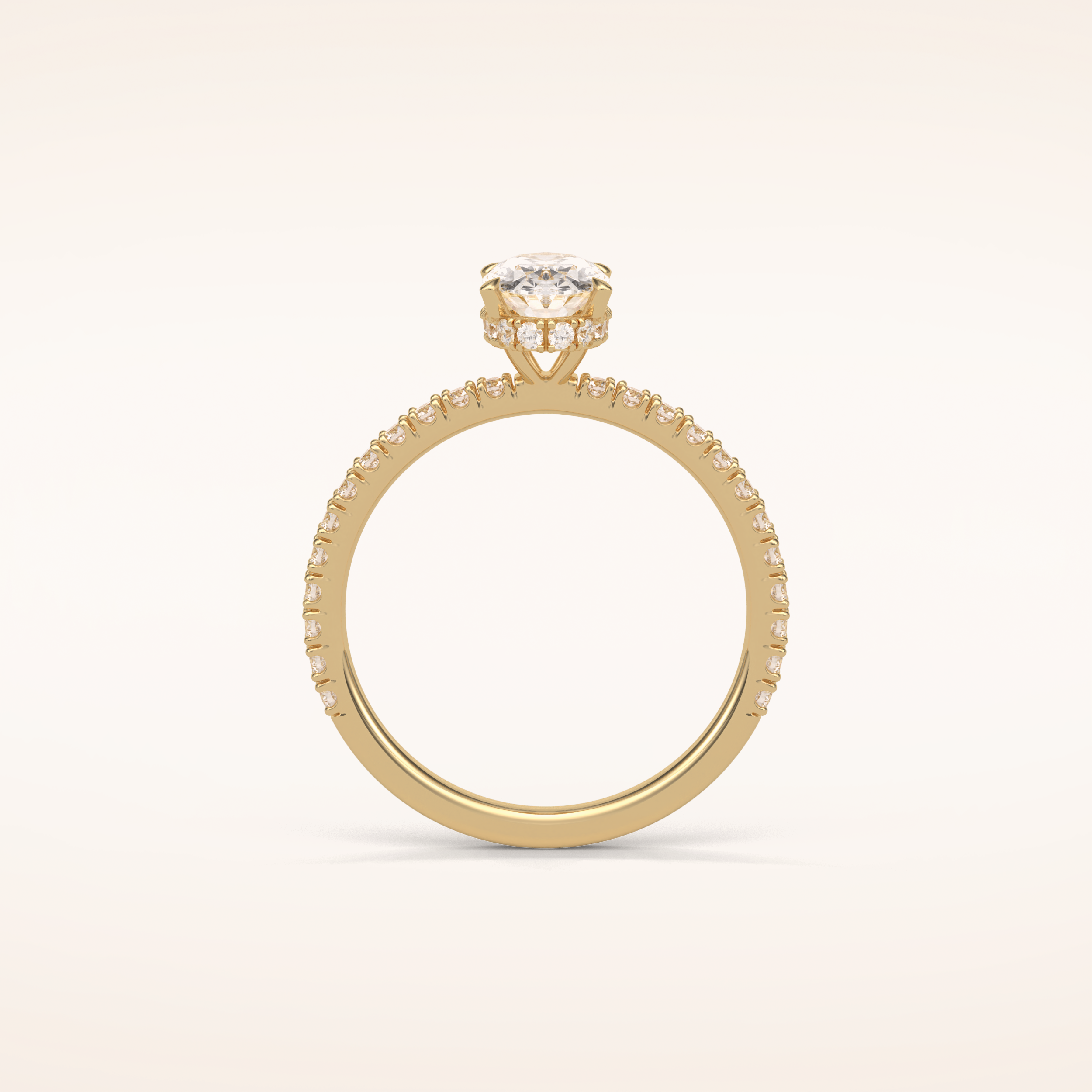 1.33 CT Oval Shaped Pave Moissanite Engagement Ring