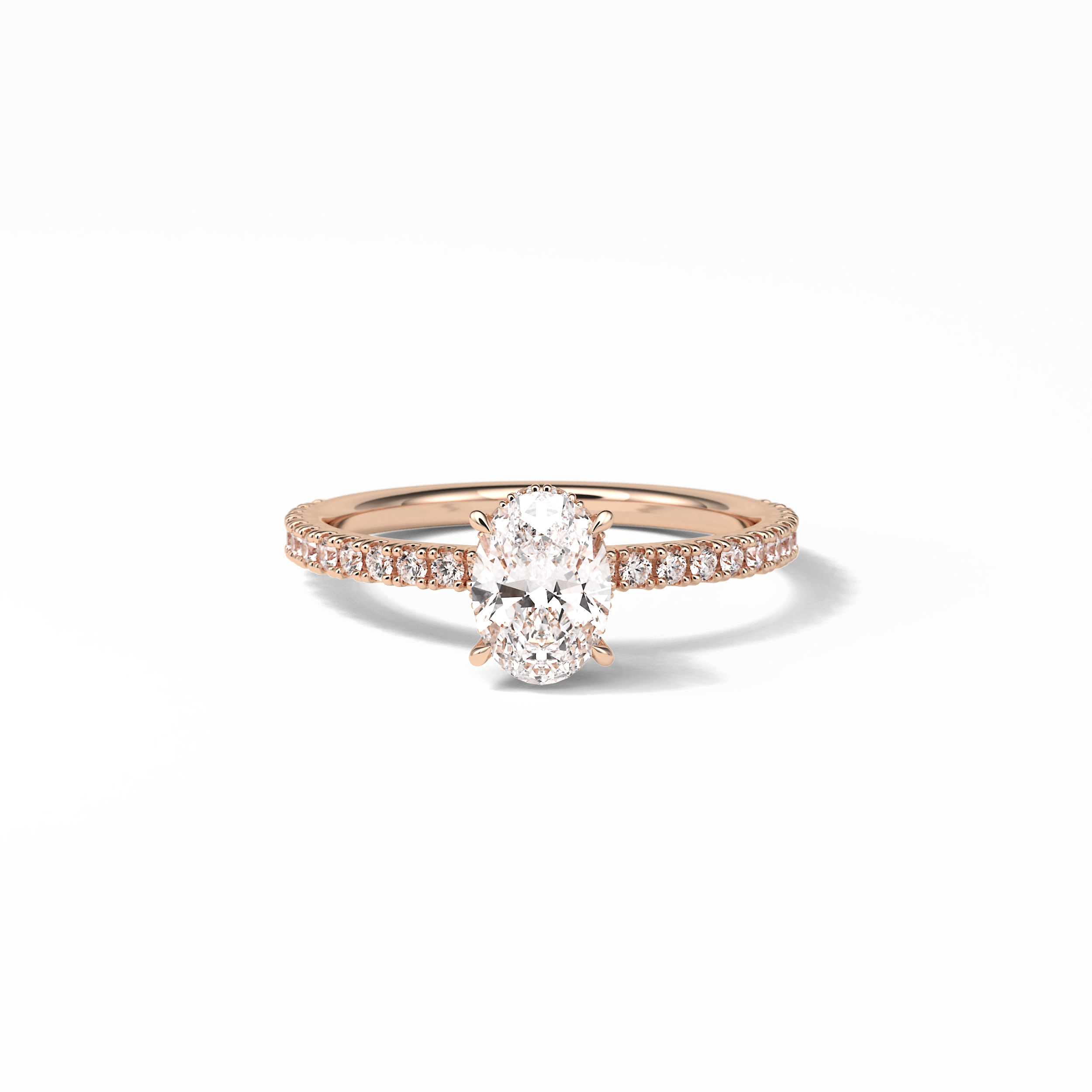 Oval Pave & Hidden Halo Lab Grown Diamond Engagement Ring