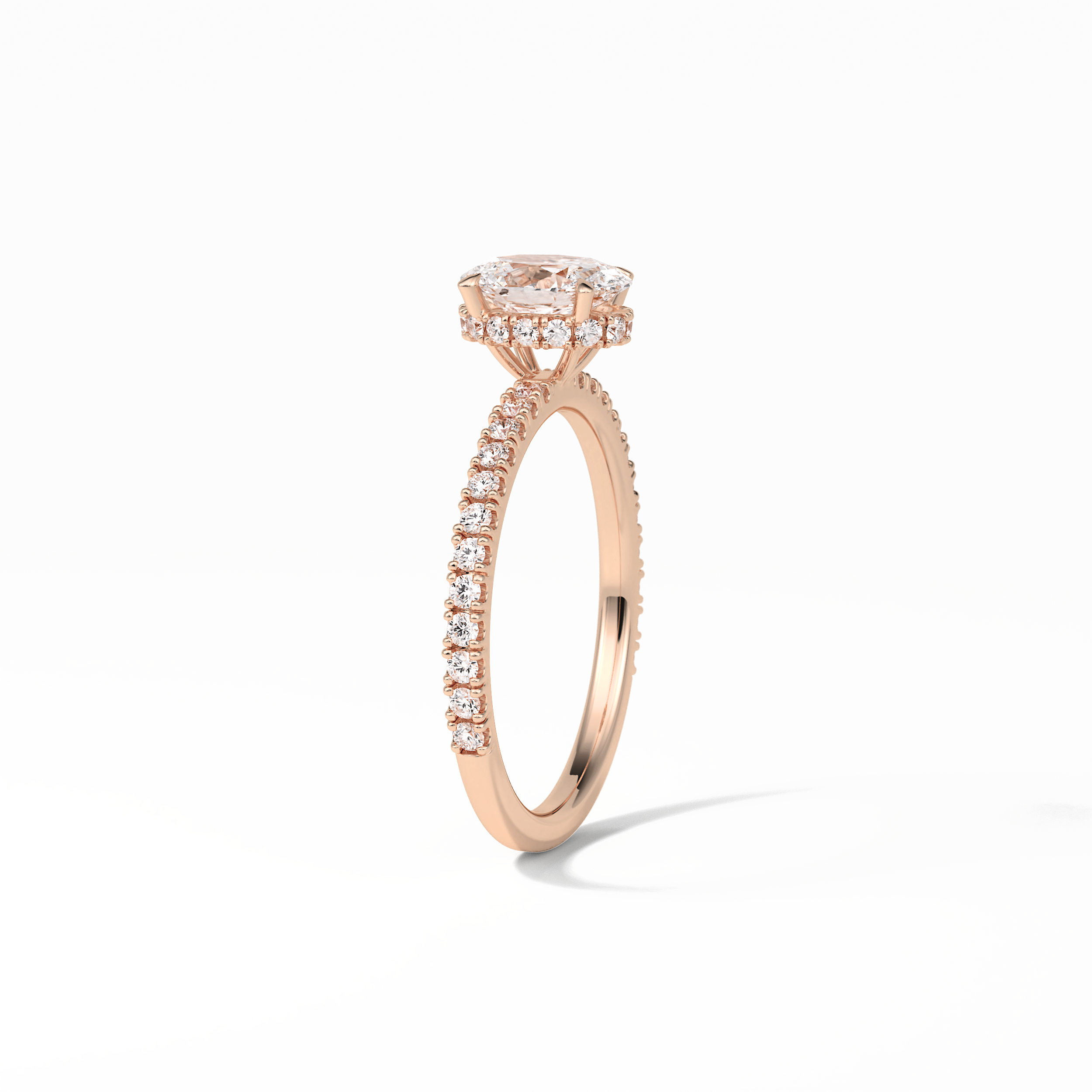 Oval Pave & Hidden Halo Lab Grown Diamond Engagement Ring