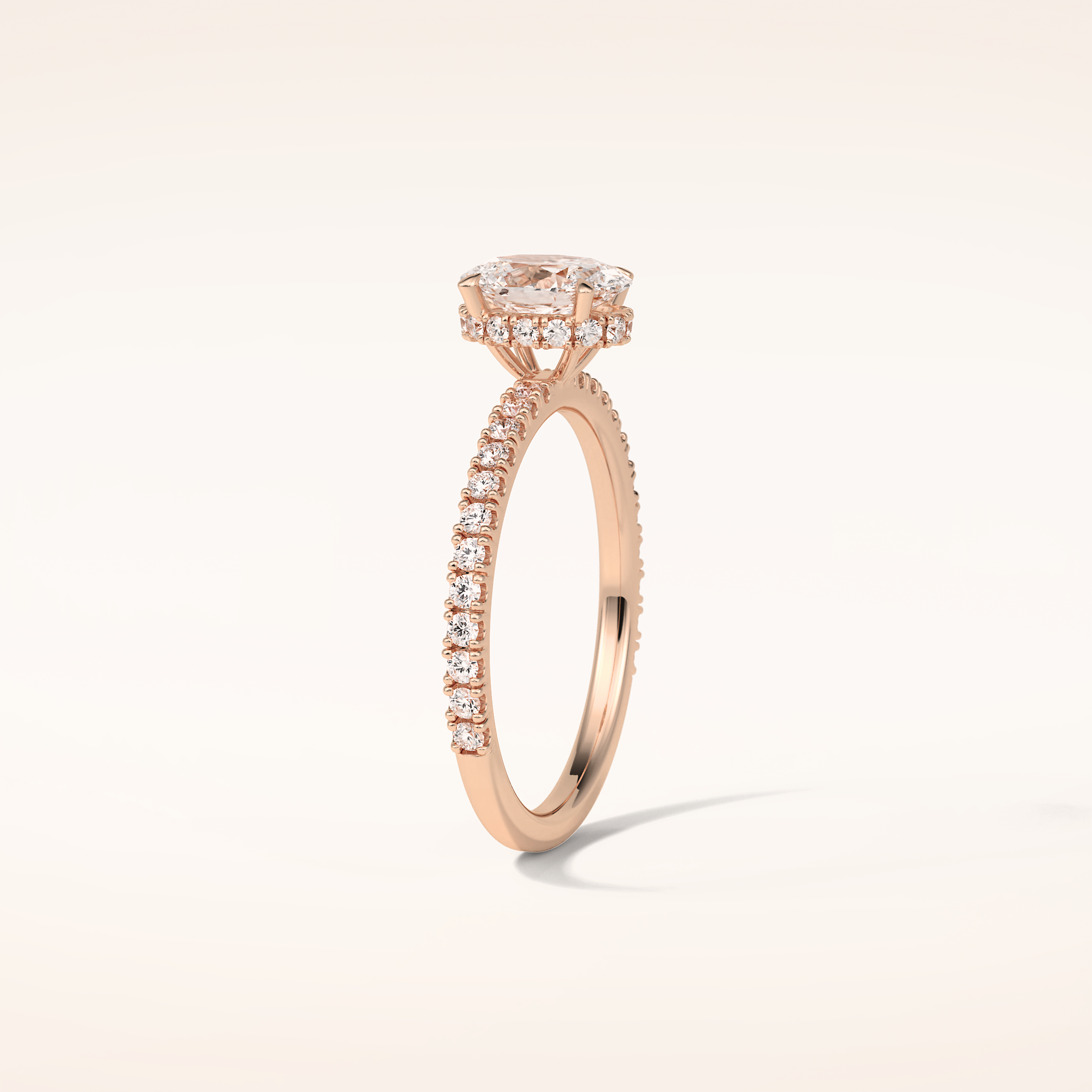 1.33 CT Oval Shaped Pave Moissanite Engagement Ring