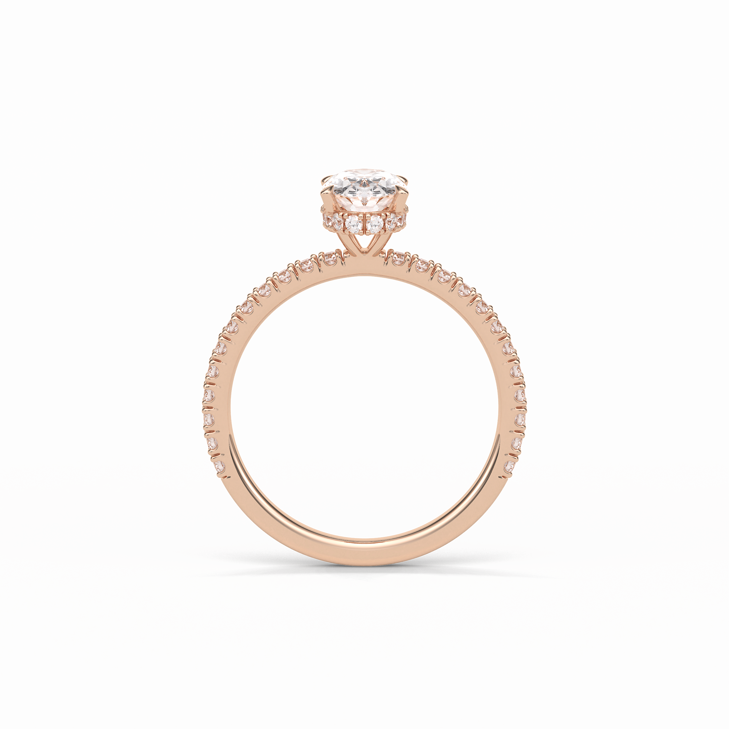 Oval Pave & Hidden Halo Lab Grown Diamond Engagement Ring