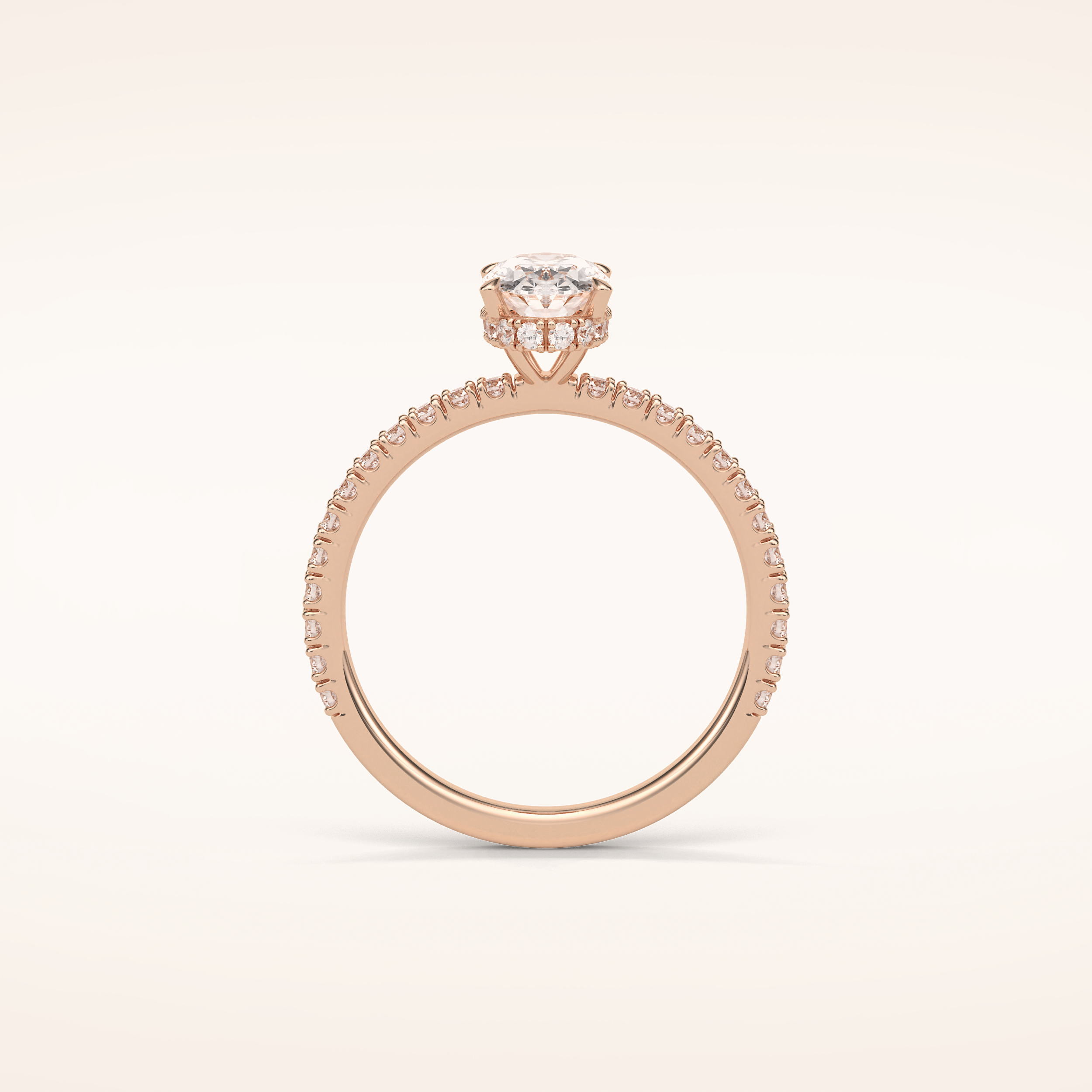 1.33 CT Oval Shaped Pave Moissanite Engagement Ring