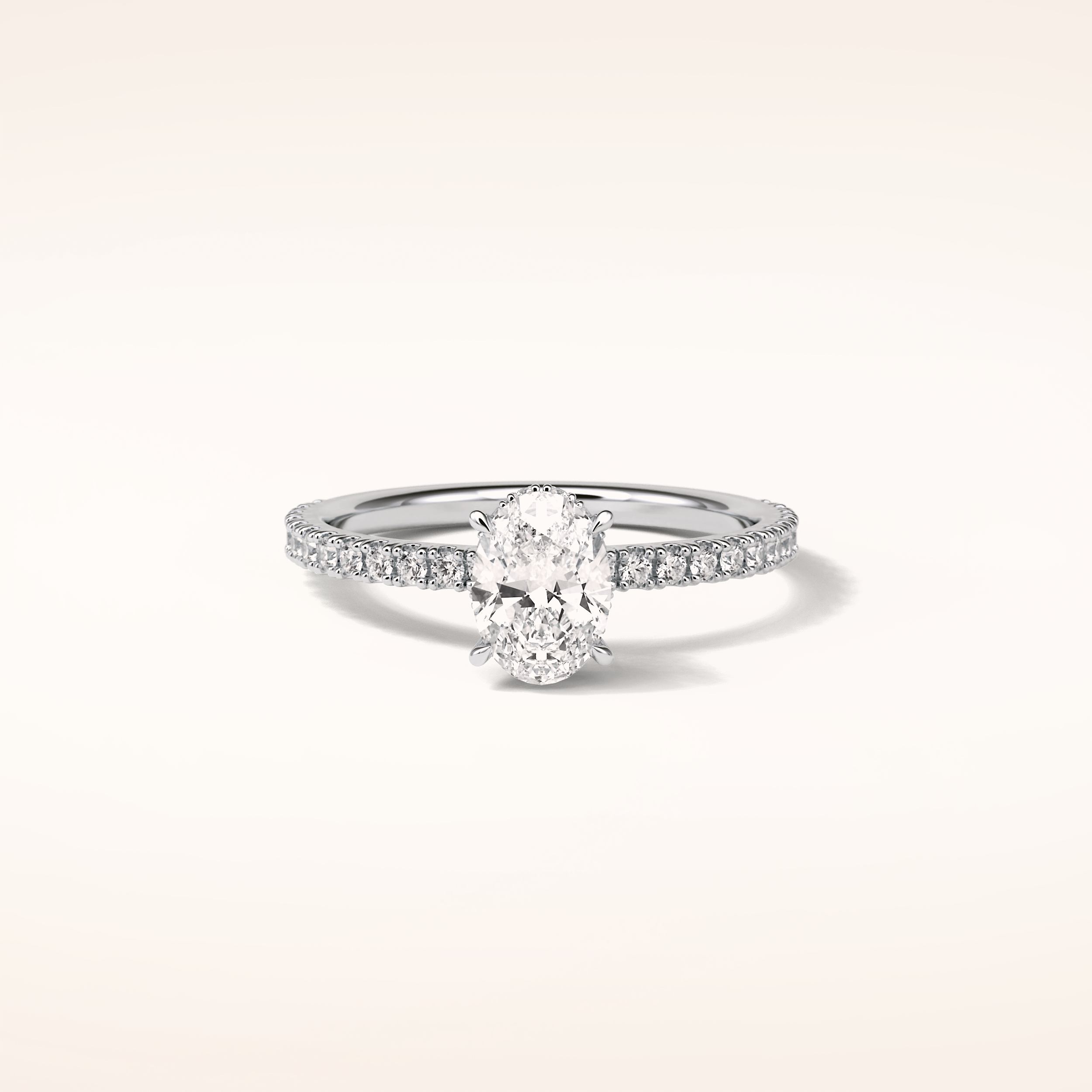 1.33 CT Oval Shaped Pave Moissanite Engagement Ring