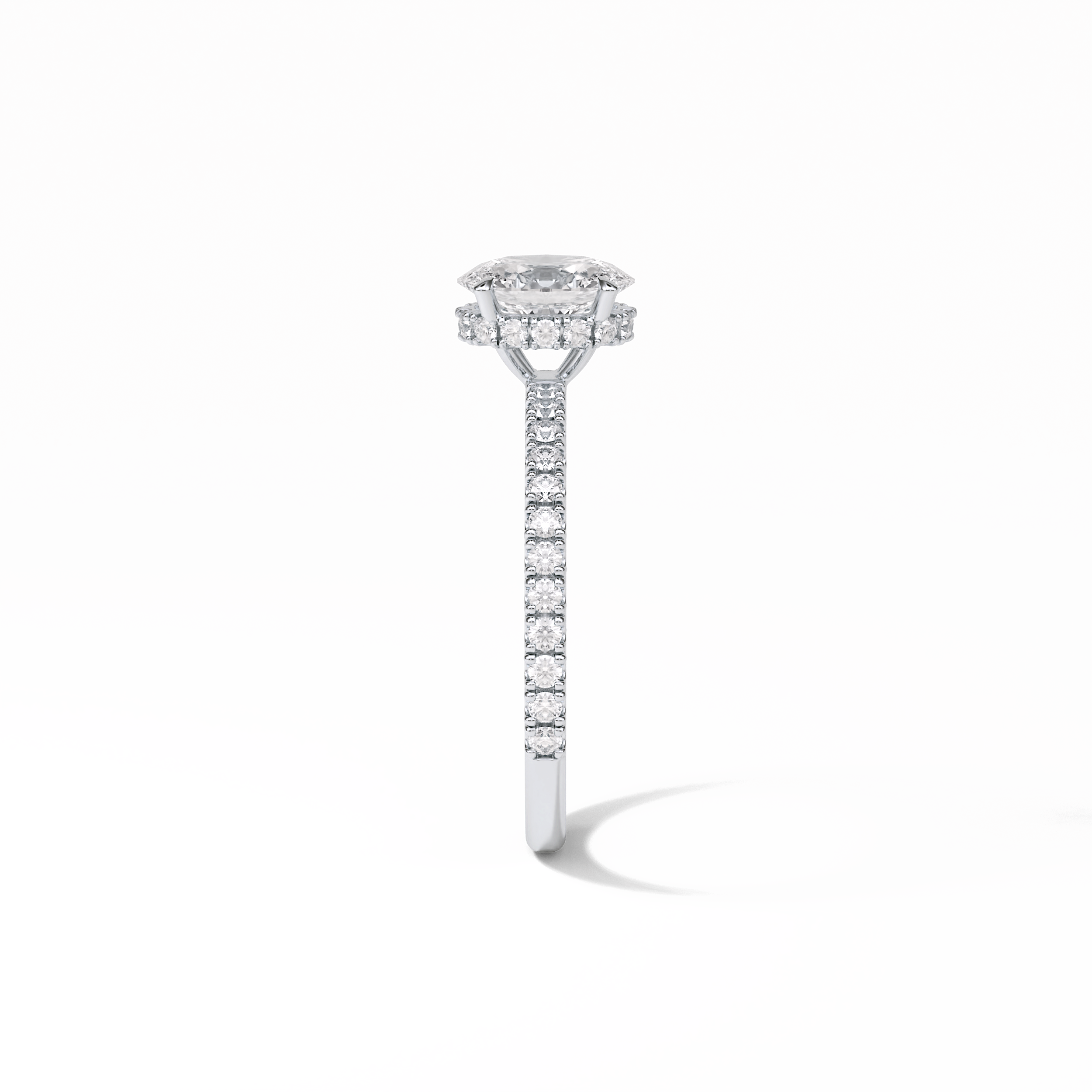 Oval Pave & Hidden Halo Lab Grown Diamond Engagement Ring