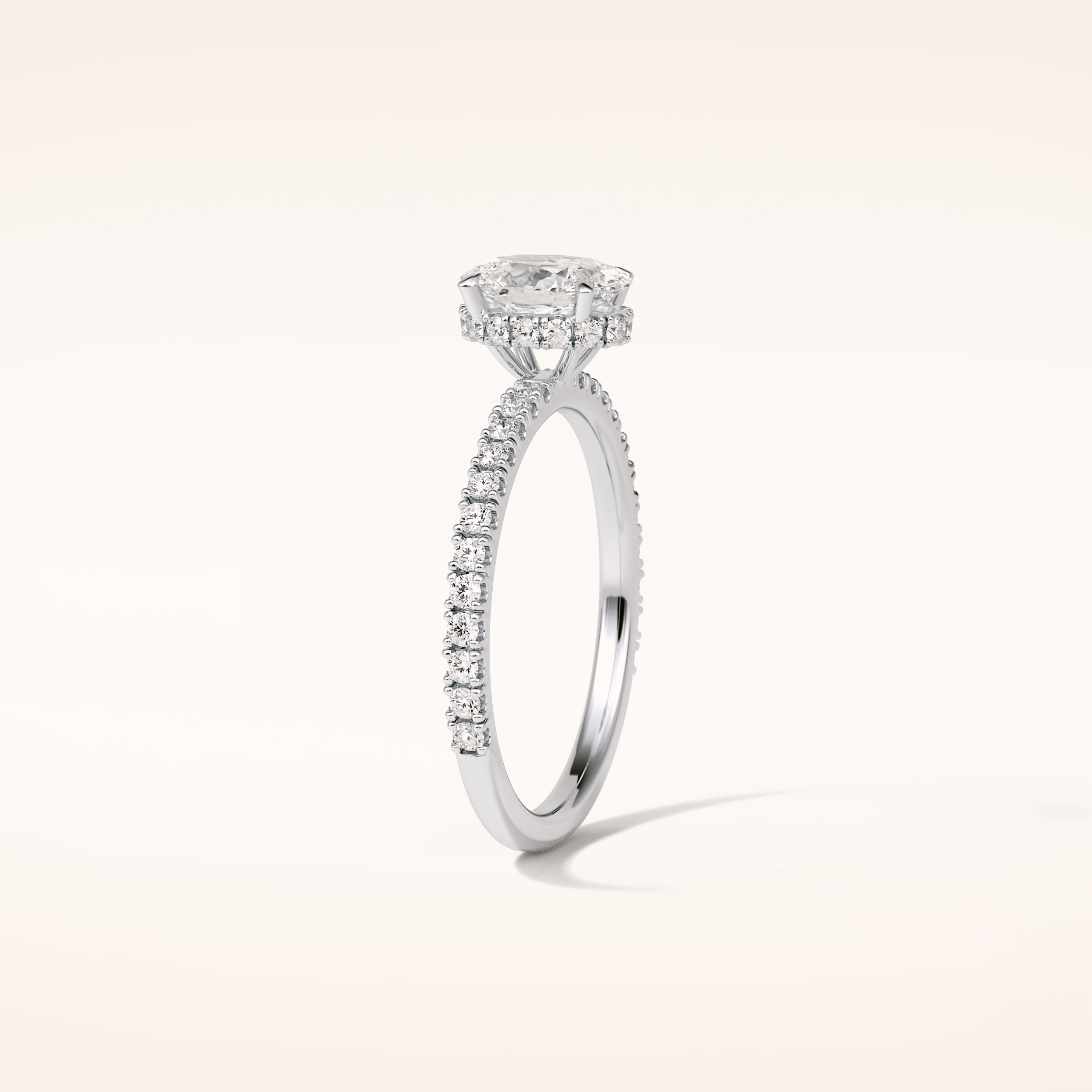 1.33 CT Oval Shaped Pave Moissanite Engagement Ring