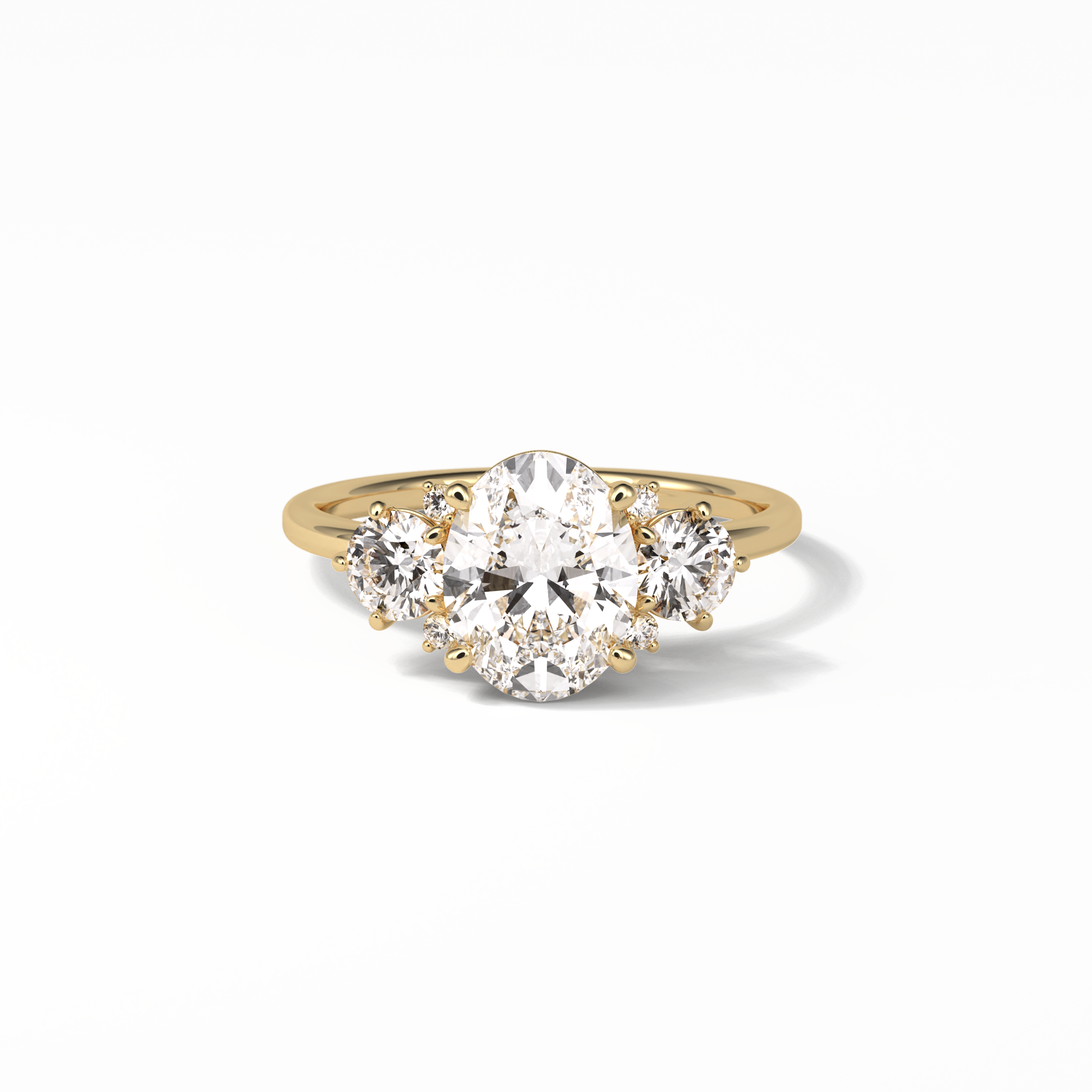 Oval Three Stones Lab Grown Diamond Engagement Ring