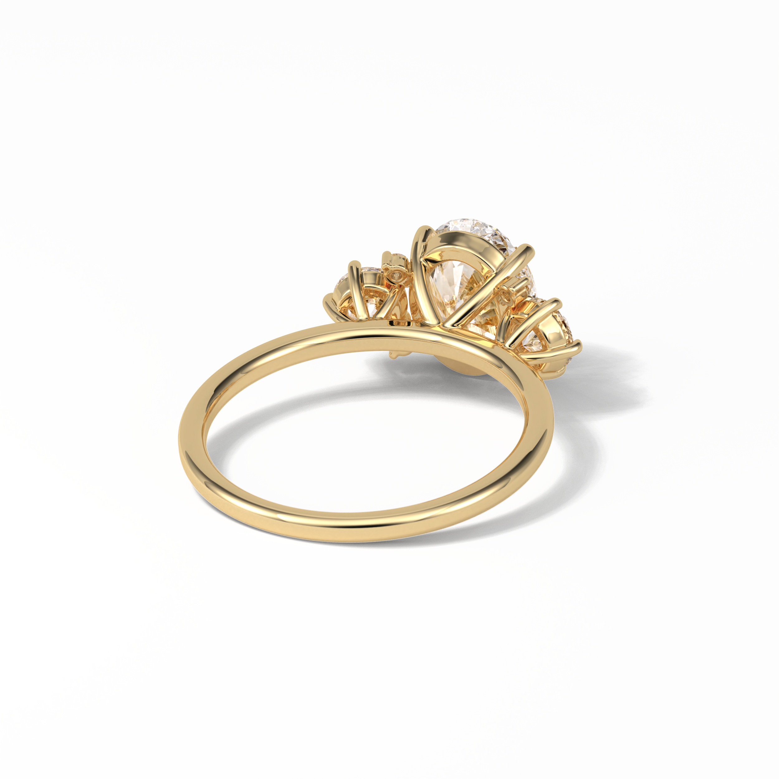 Oval Three Stones Lab Grown Diamond Engagement Ring