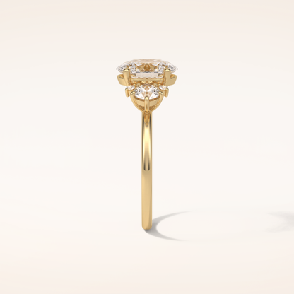 1.91 CT Oval Shaped Cluster Moissanite Engagement Ring