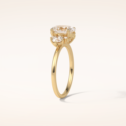 1.91 CT Oval Shaped Cluster Moissanite Engagement Ring