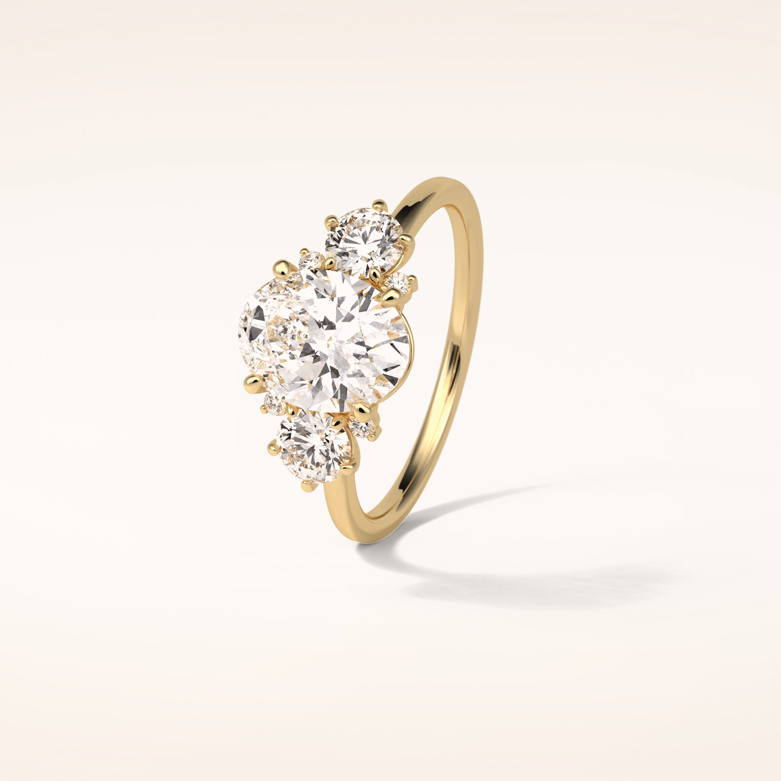 1.91 CT Oval Shaped Cluster Moissanite Engagement Ring