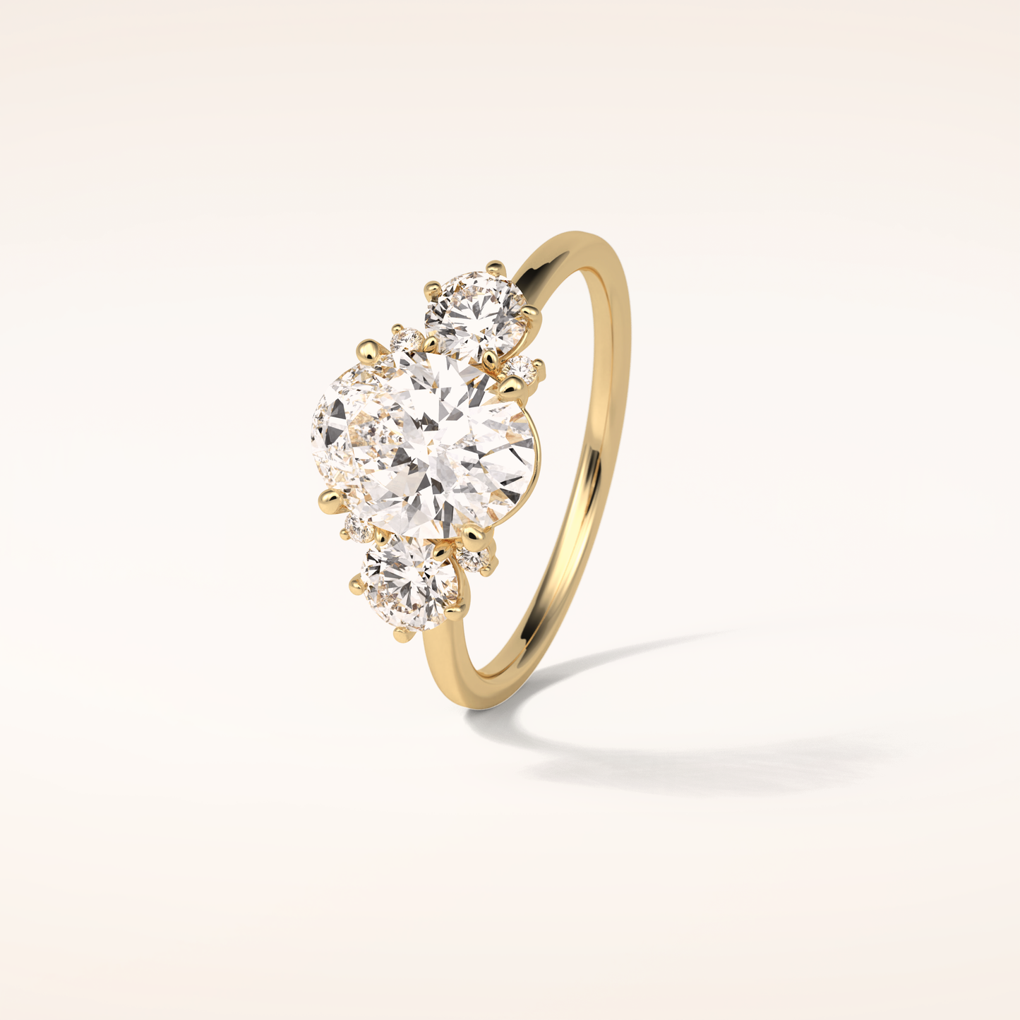 1.91 CT Oval Shaped Cluster Moissanite Engagement Ring