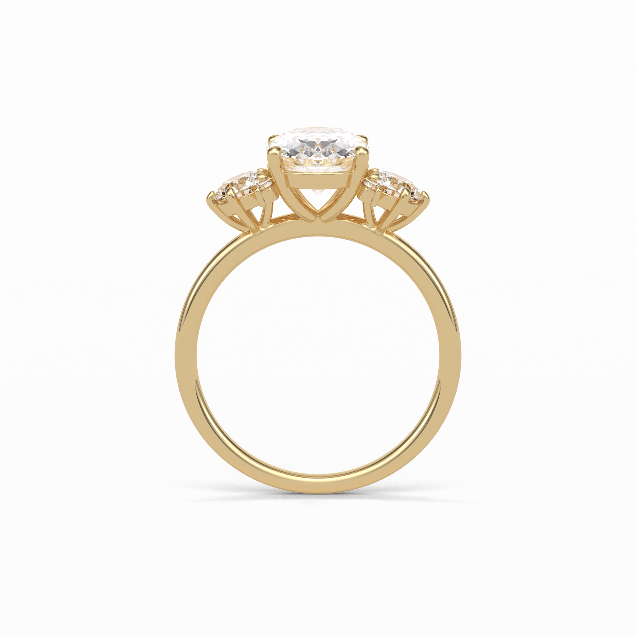 Oval Three Stones Lab Grown Diamond Engagement Ring