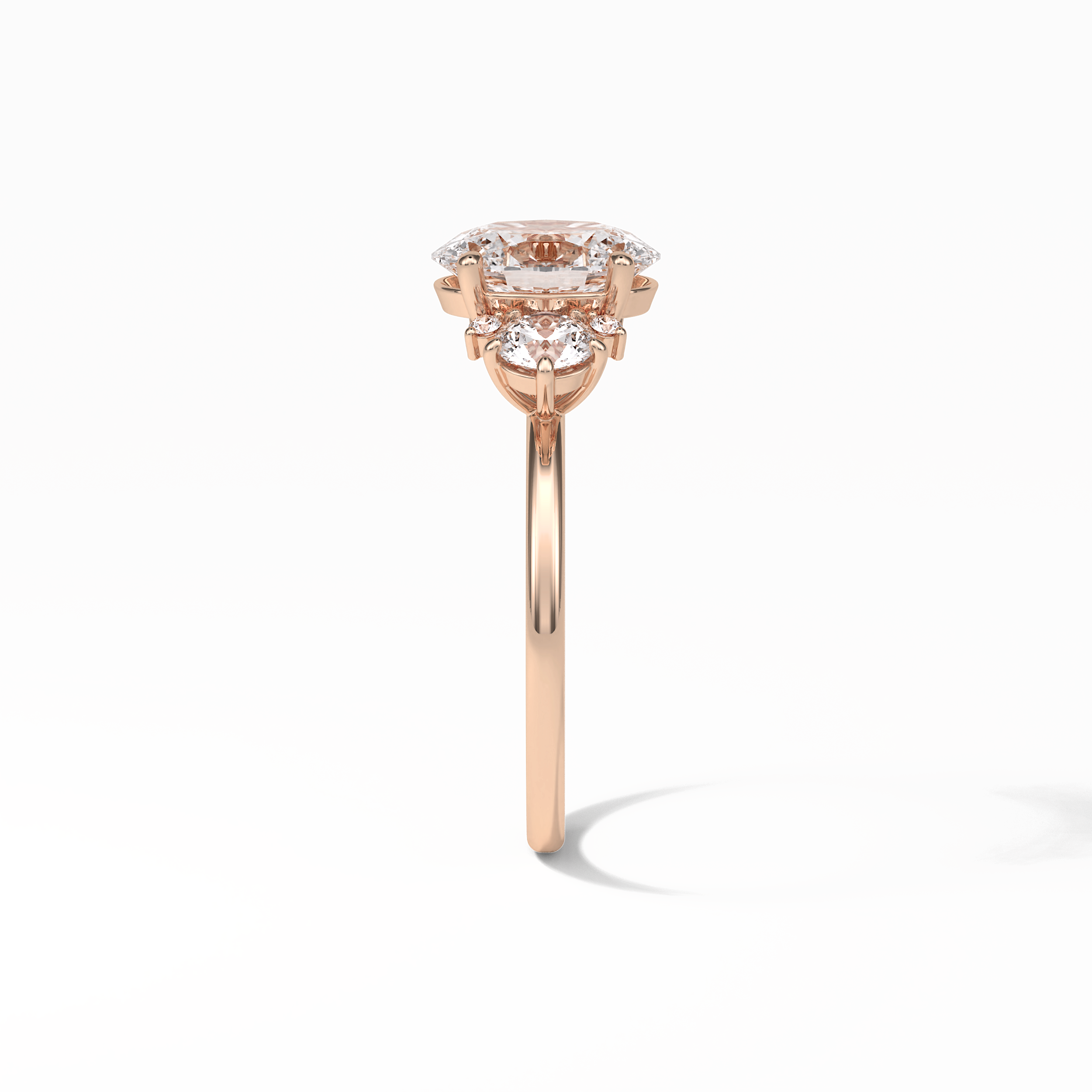 Oval Three Stones Lab Grown Diamond Engagement Ring