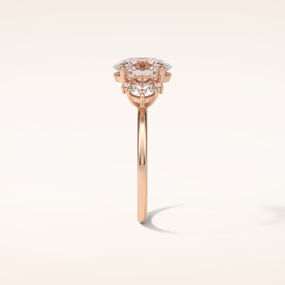 1.91 CT Oval Shaped Cluster Moissanite Engagement Ring