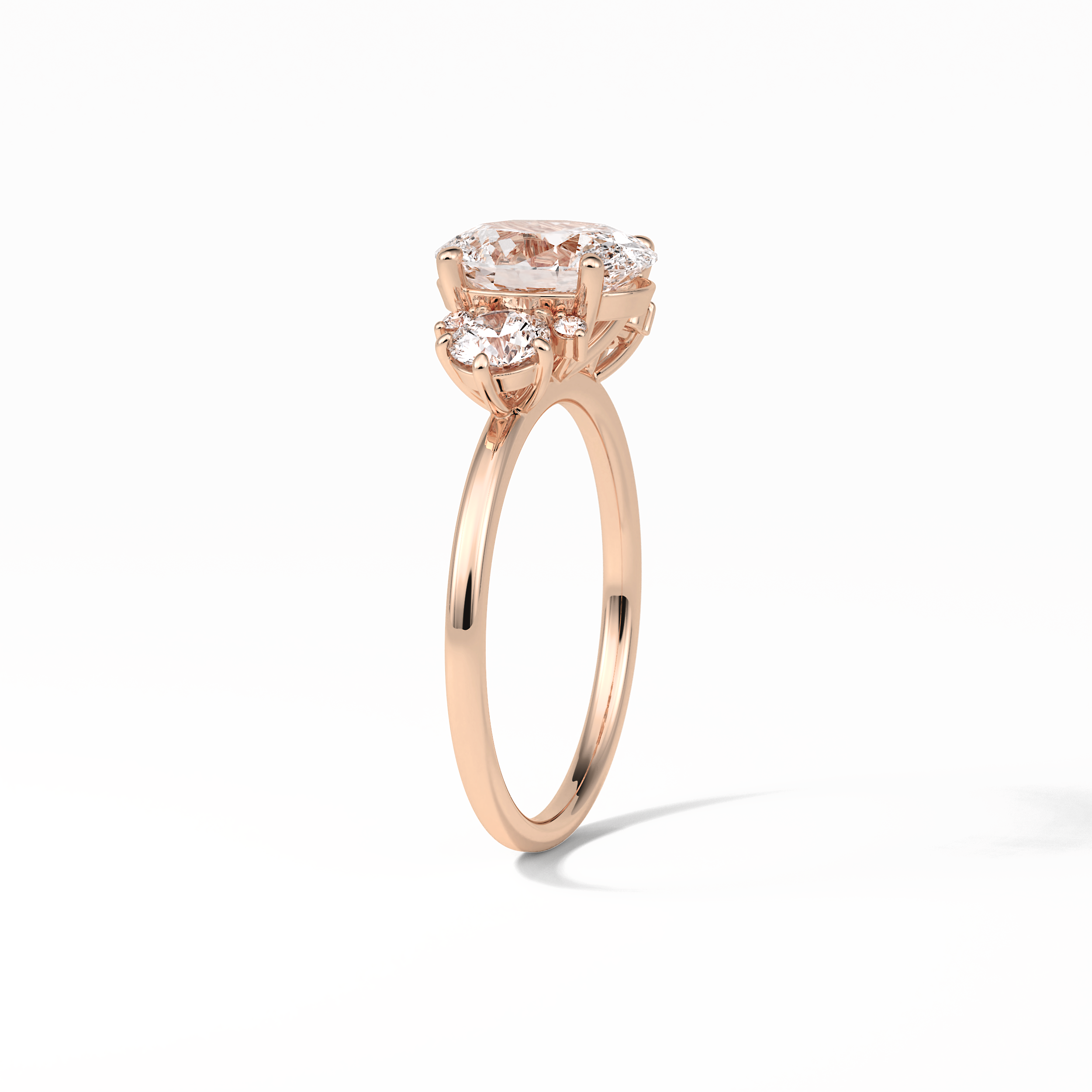 Oval Three Stones Lab Grown Diamond Engagement Ring