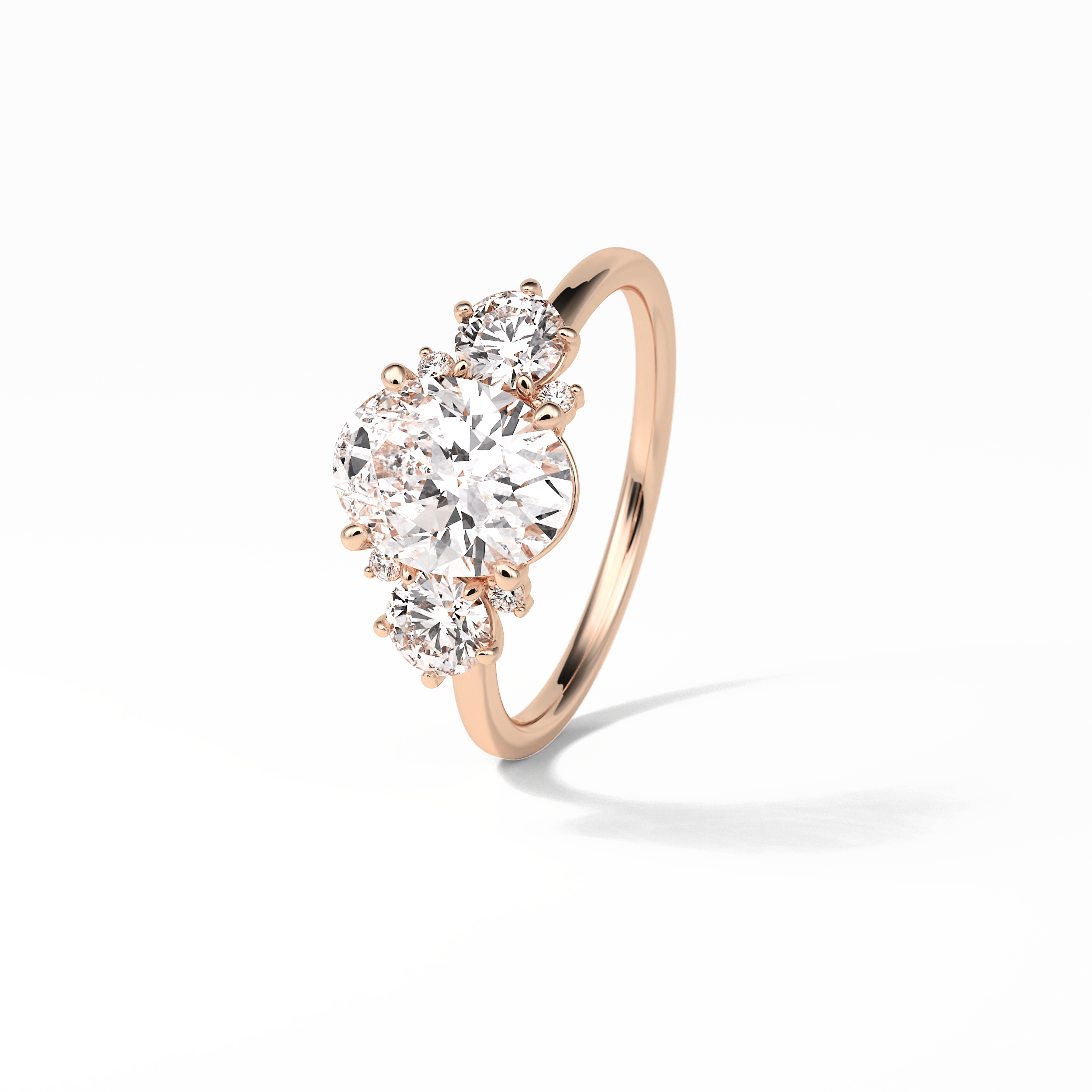 Oval Three Stones Lab Grown Diamond Engagement Ring