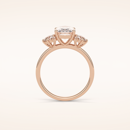 1.91 CT Oval Shaped Cluster Moissanite Engagement Ring