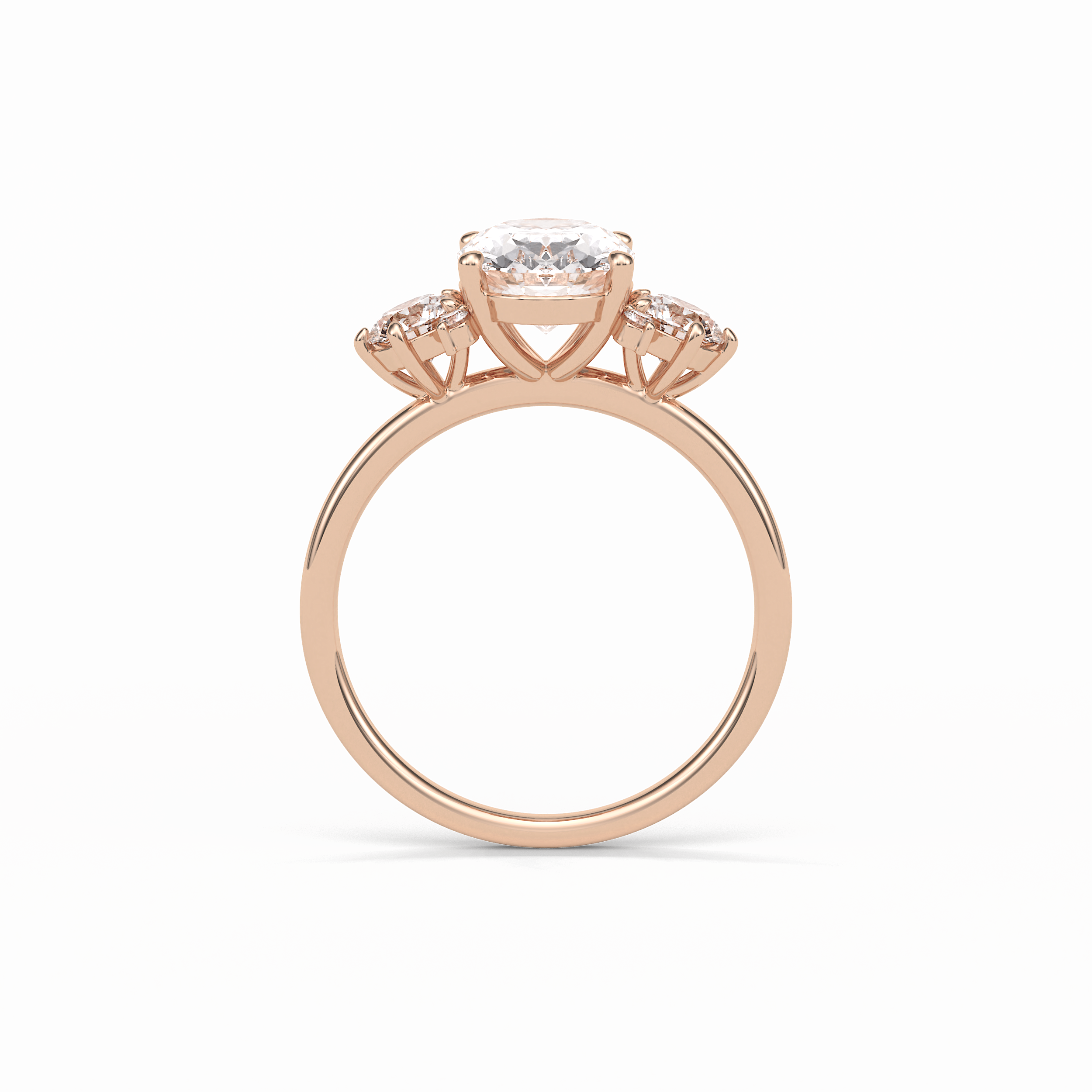 Oval Three Stones Lab Grown Diamond Engagement Ring