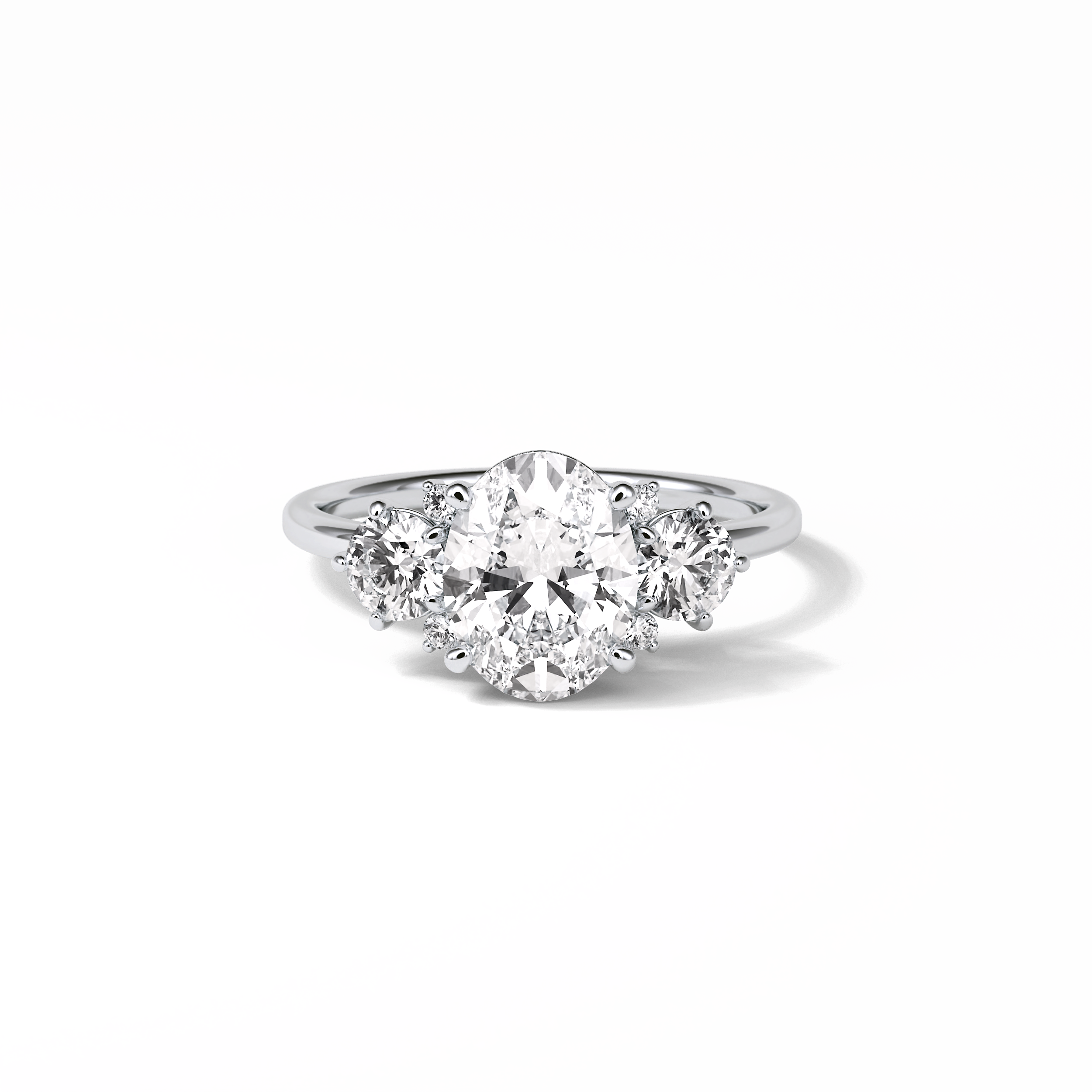 Oval Three Stones Lab Grown Diamond Engagement Ring