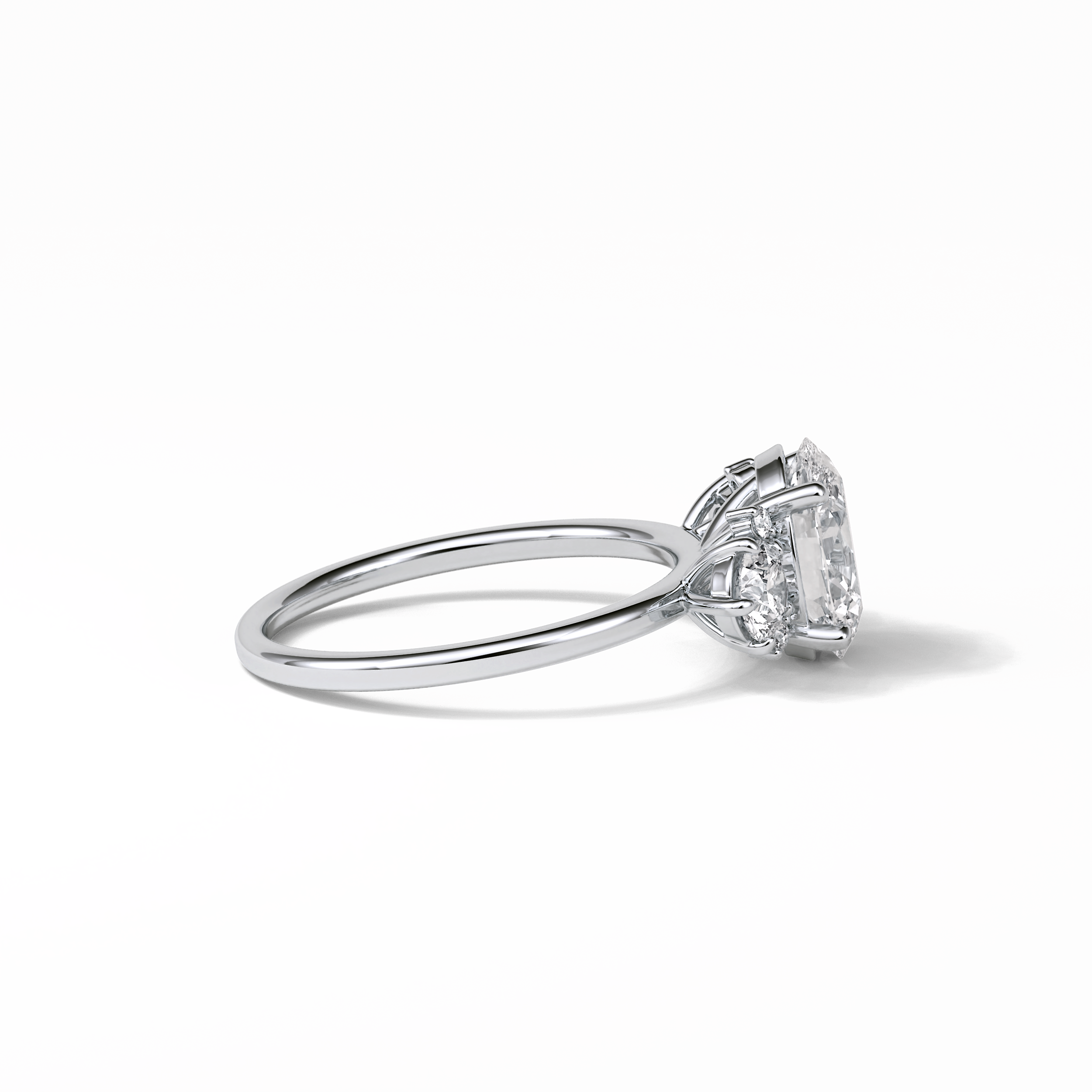 Oval Three Stones Lab Grown Diamond Engagement Ring