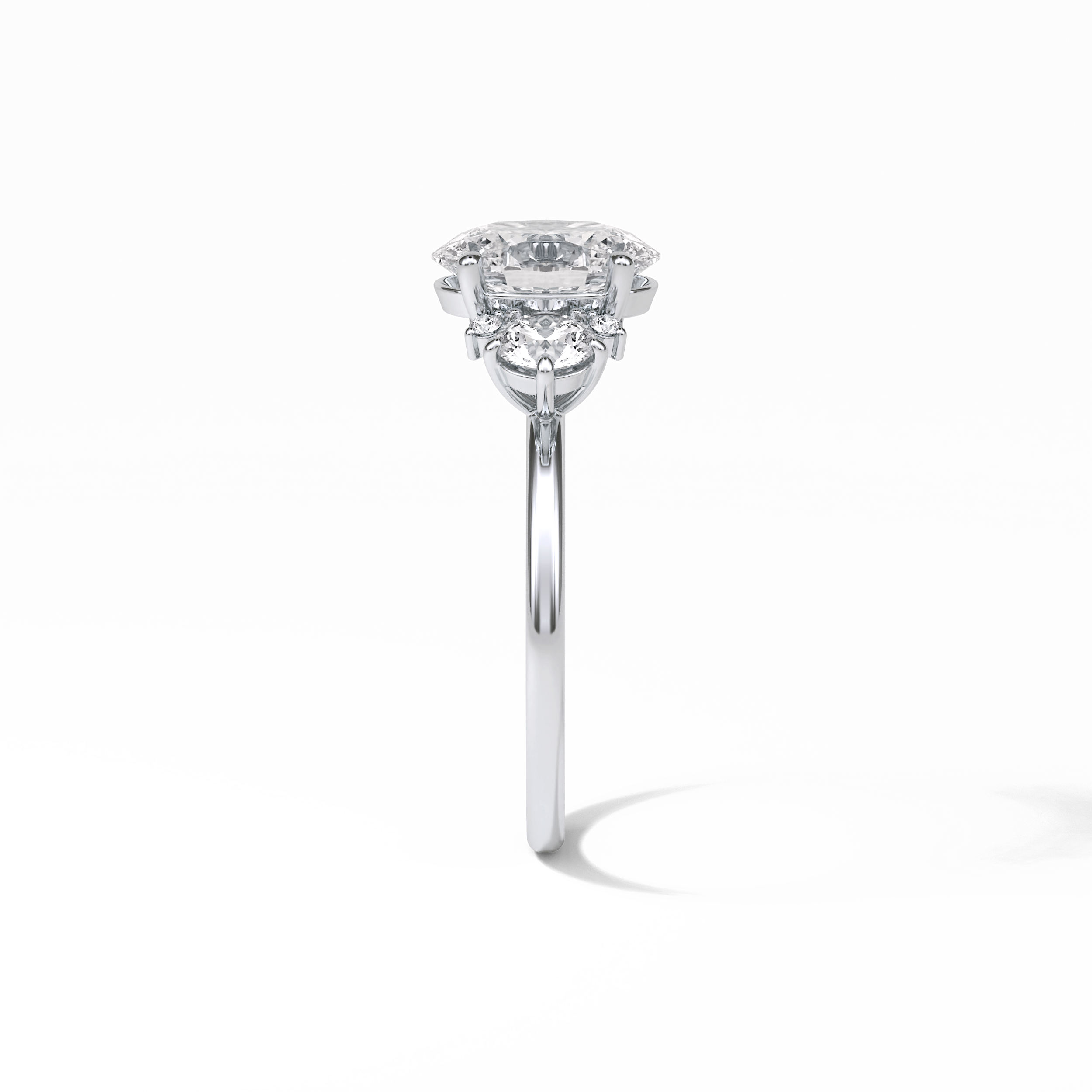 Oval Three Stones Lab Grown Diamond Engagement Ring