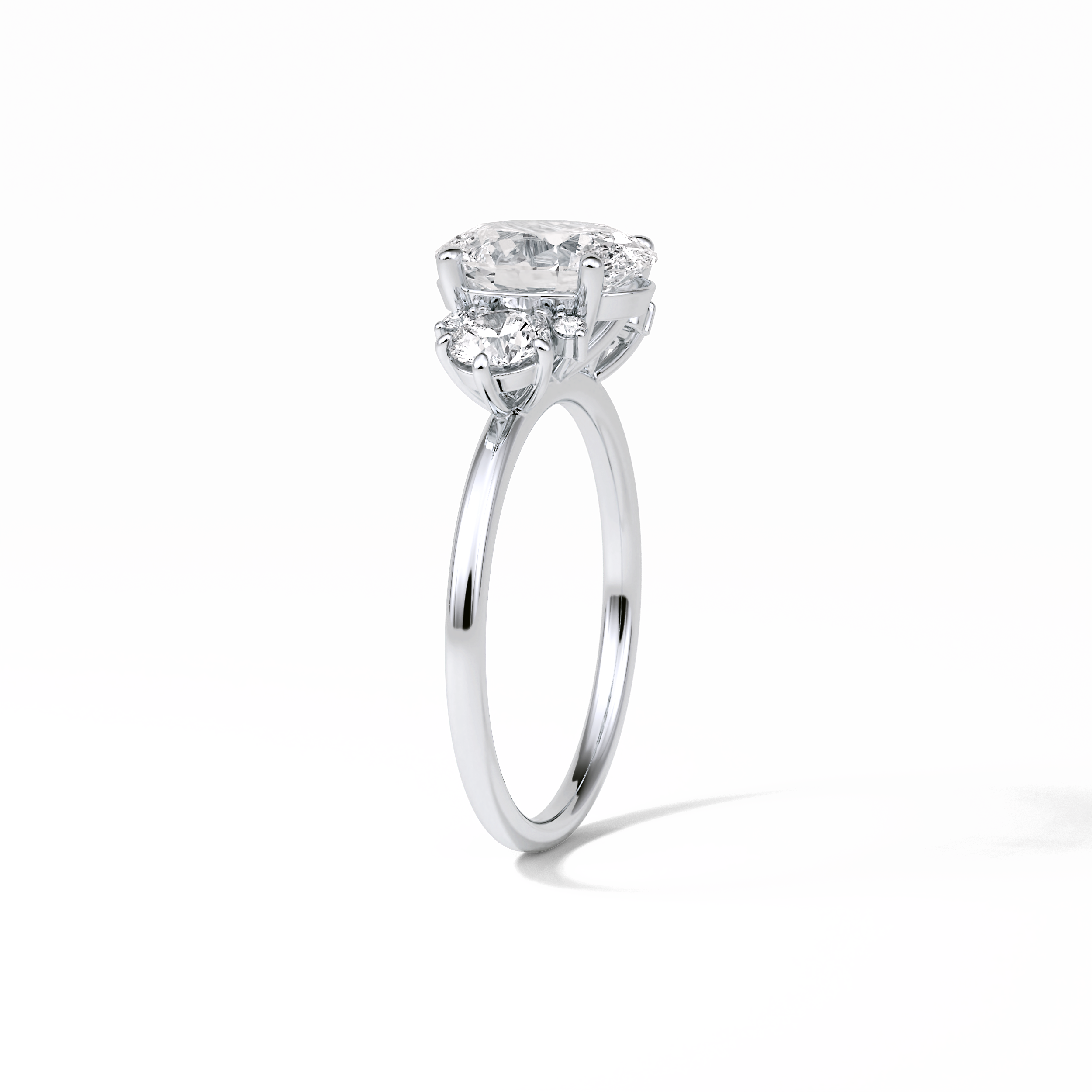 Oval Three Stones Lab Grown Diamond Engagement Ring