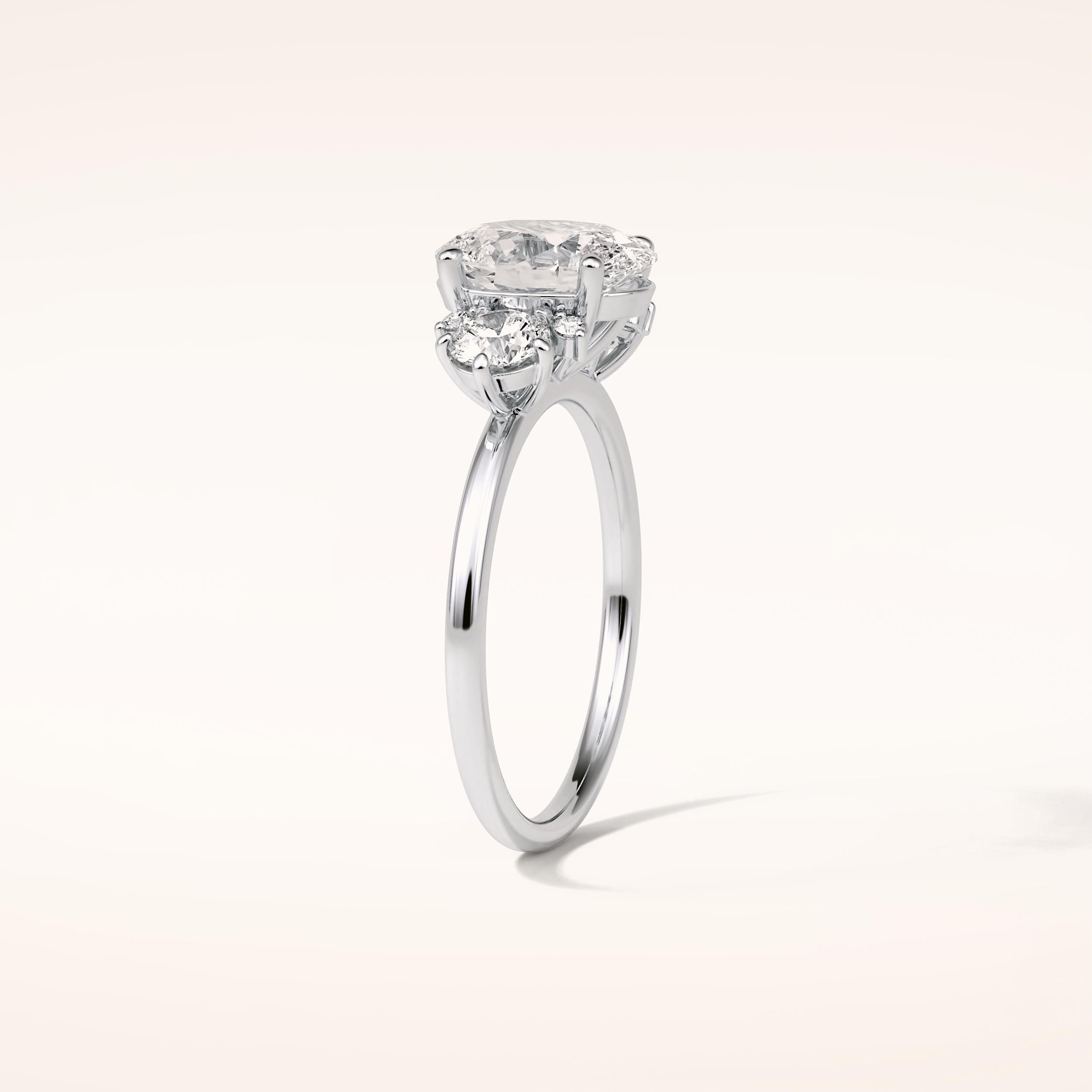 1.91 CT Oval Shaped Cluster Moissanite Engagement Ring