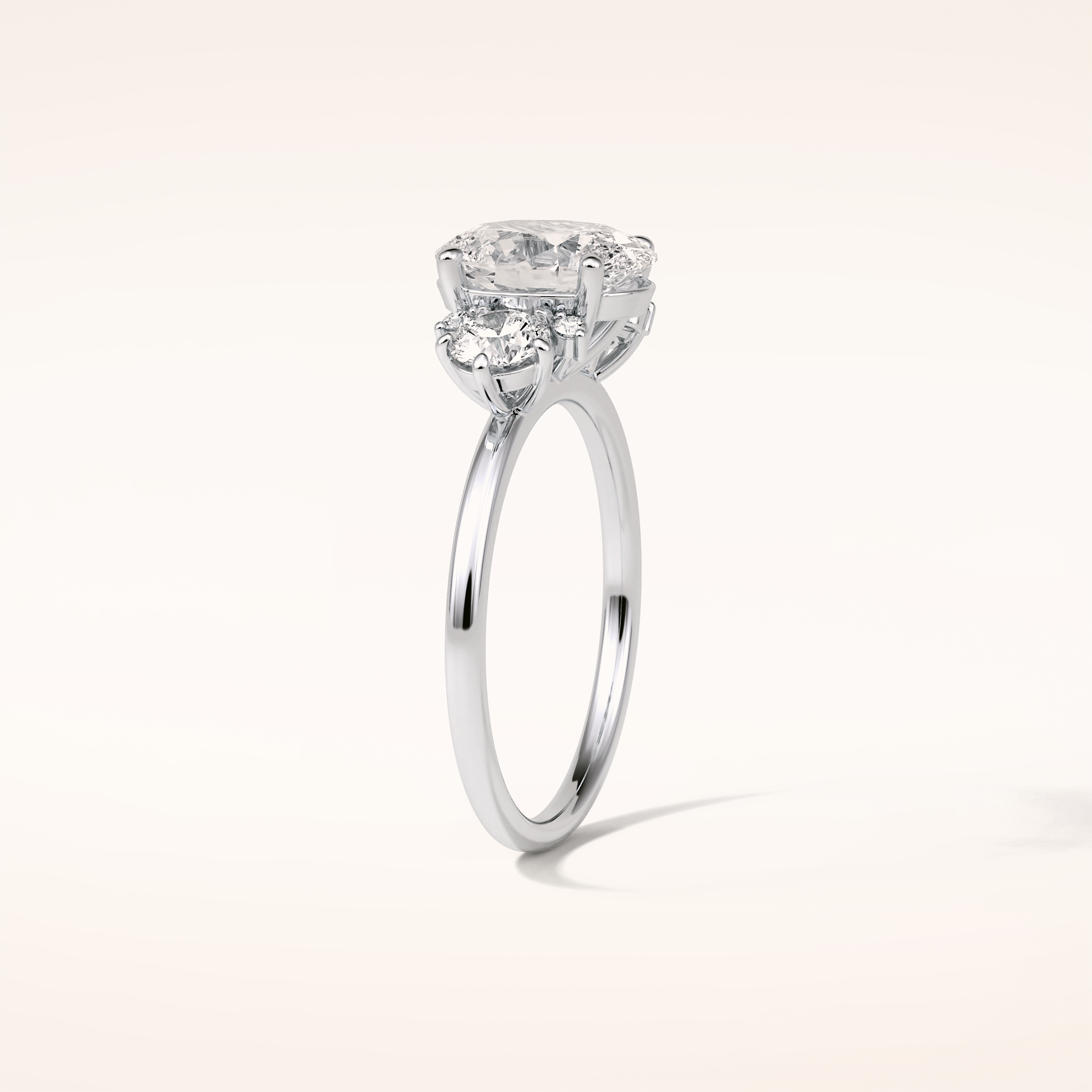 1.91 CT Oval Shaped Cluster Moissanite Engagement Ring