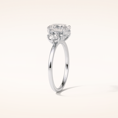 1.91 CT Oval Shaped Cluster Moissanite Engagement Ring