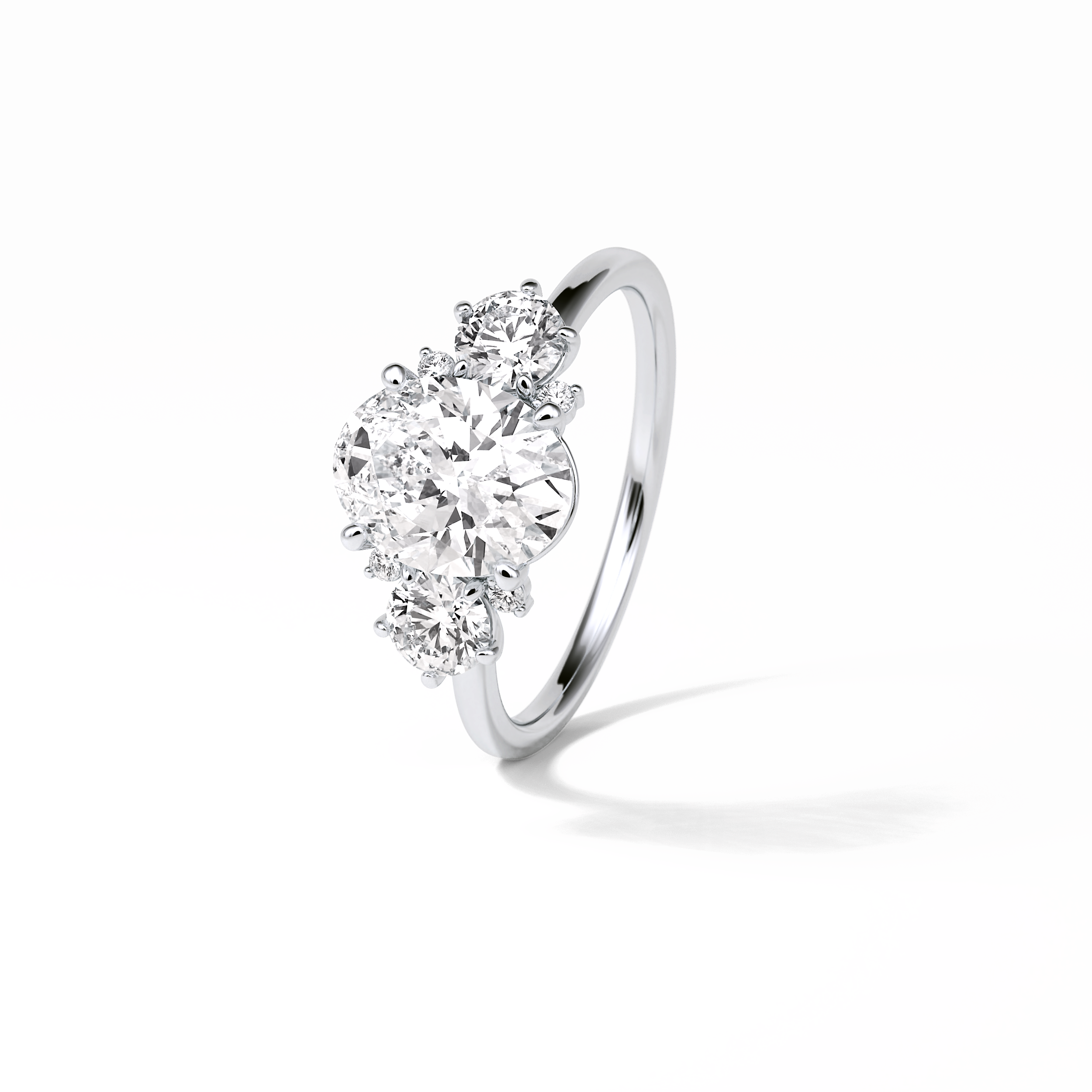 Oval Three Stones Lab Grown Diamond Engagement Ring