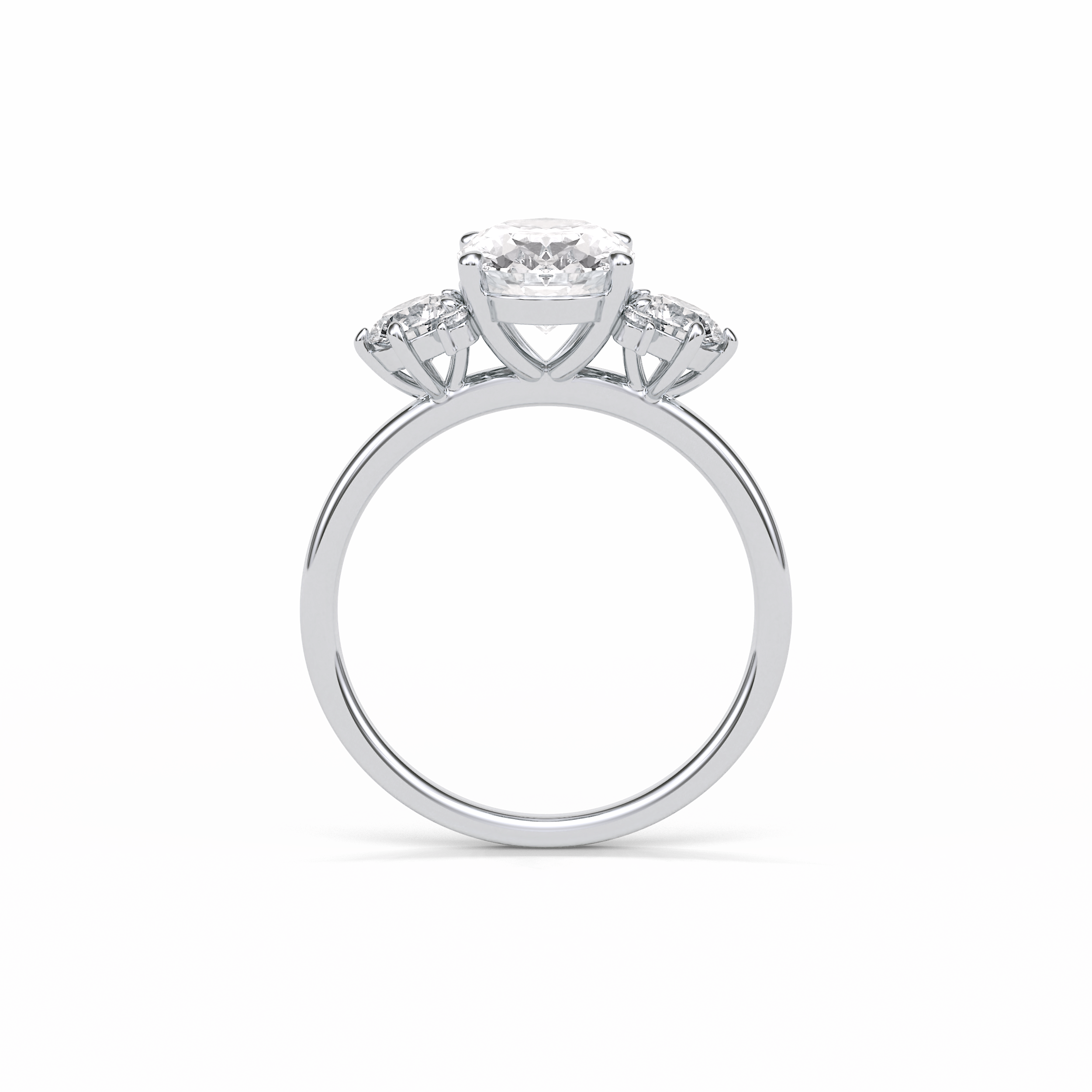 Oval Three Stones Lab Grown Diamond Engagement Ring
