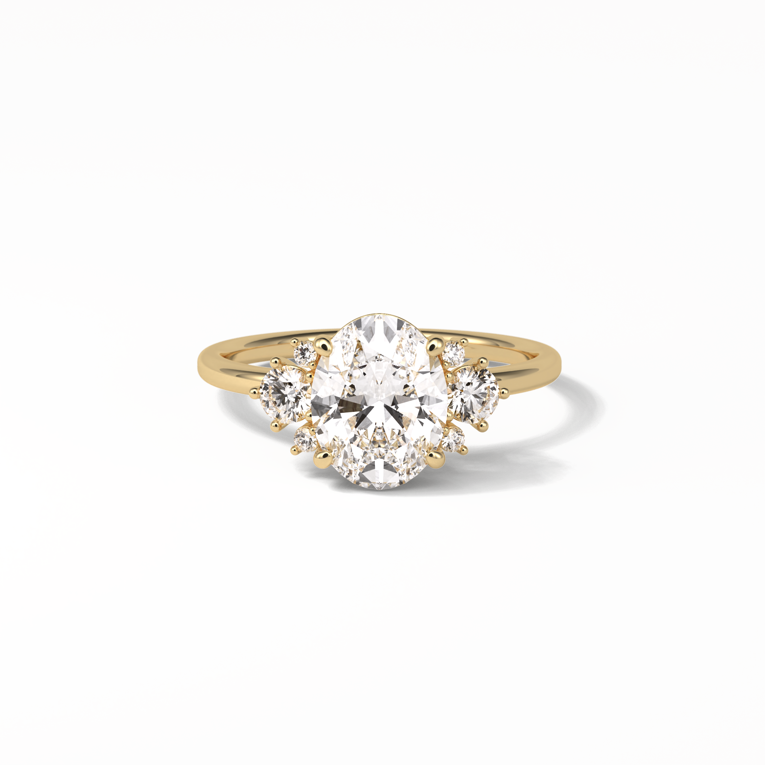Oval Three Stones Lab Grown Diamond Engagement Ring